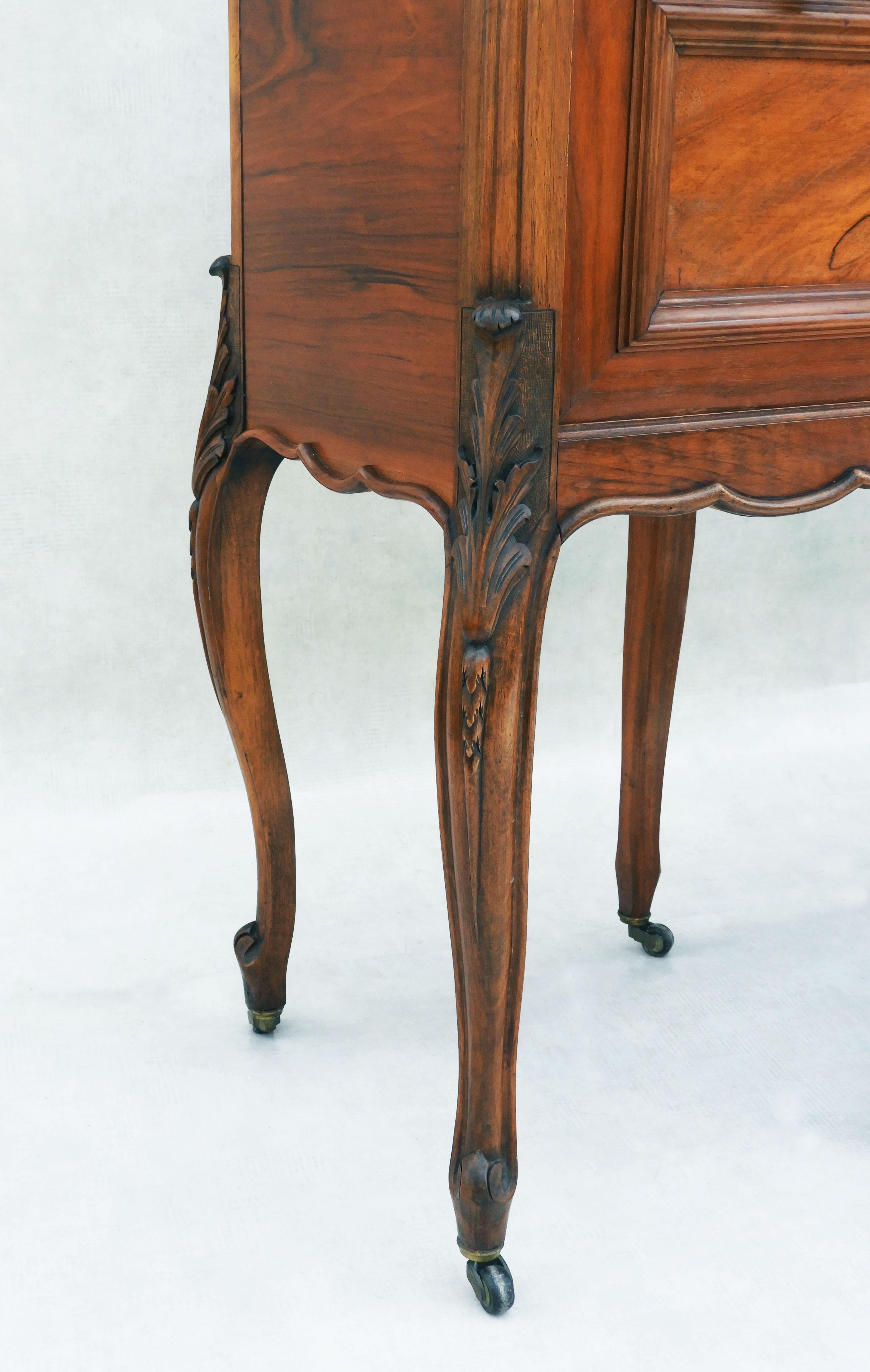 Marble Pair of Louis XV Nightstands or Bed Side Cabinets C1900 France For Sale