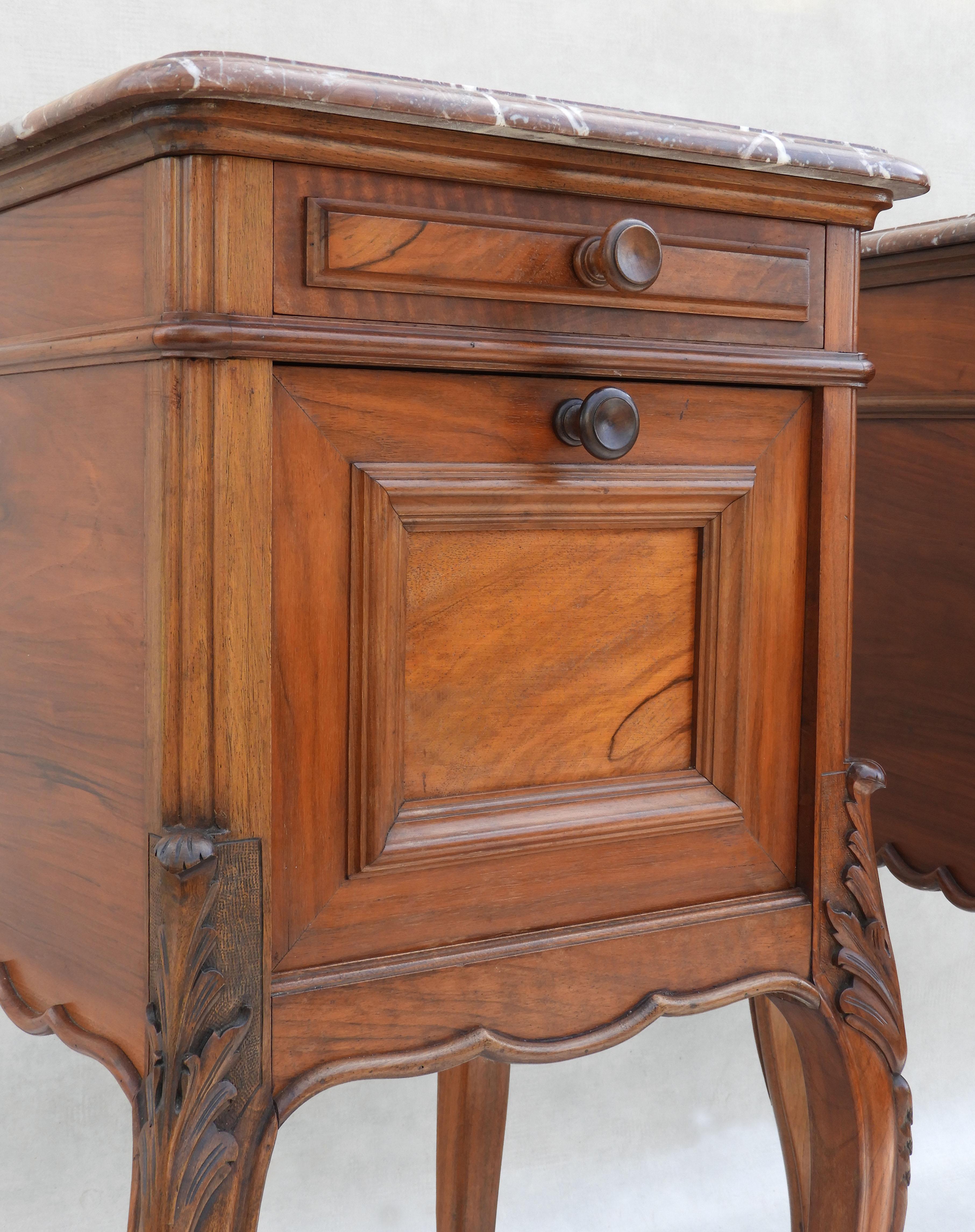 Pair of Louis XV Nightstands or Bed Side Cabinets C1900 France For Sale 1