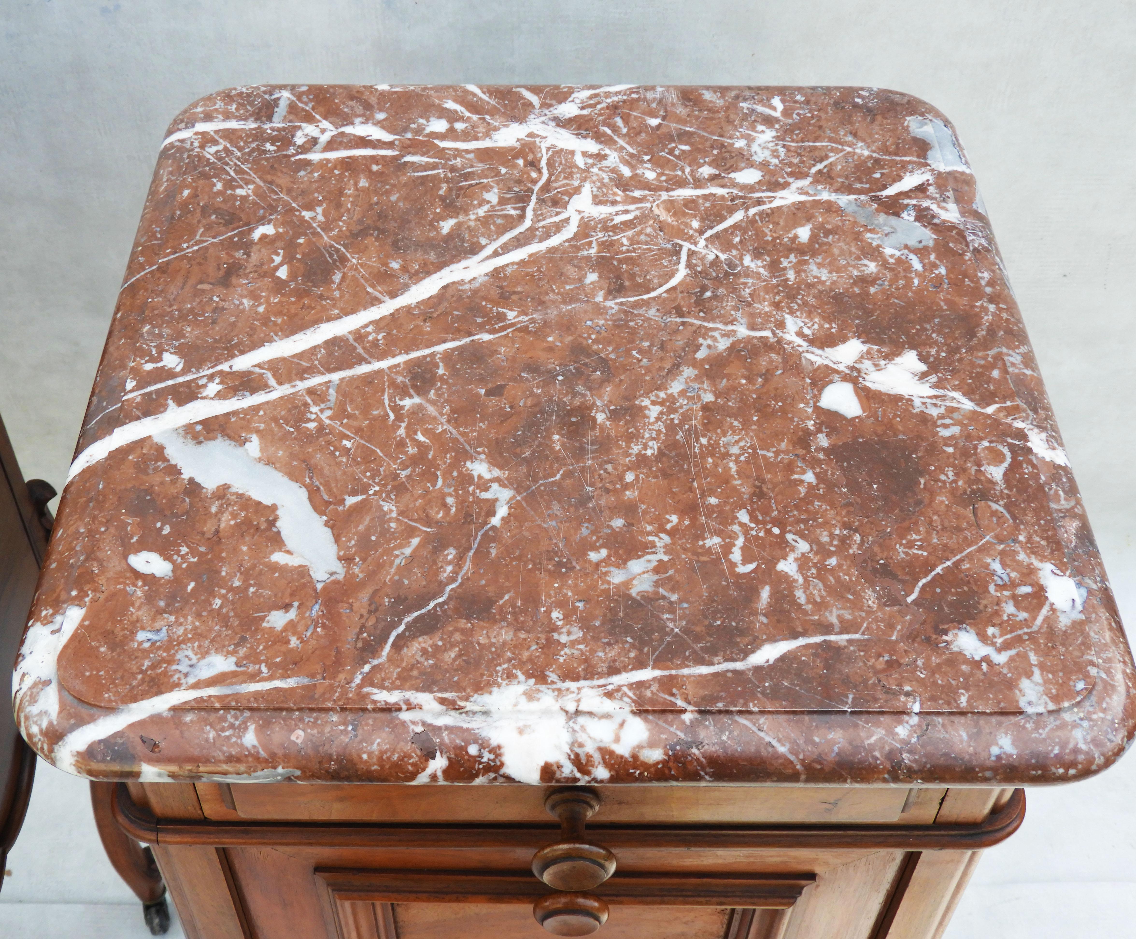 Pair of Louis XV Nightstands or Bed Side Cabinets C1900 France For Sale 2