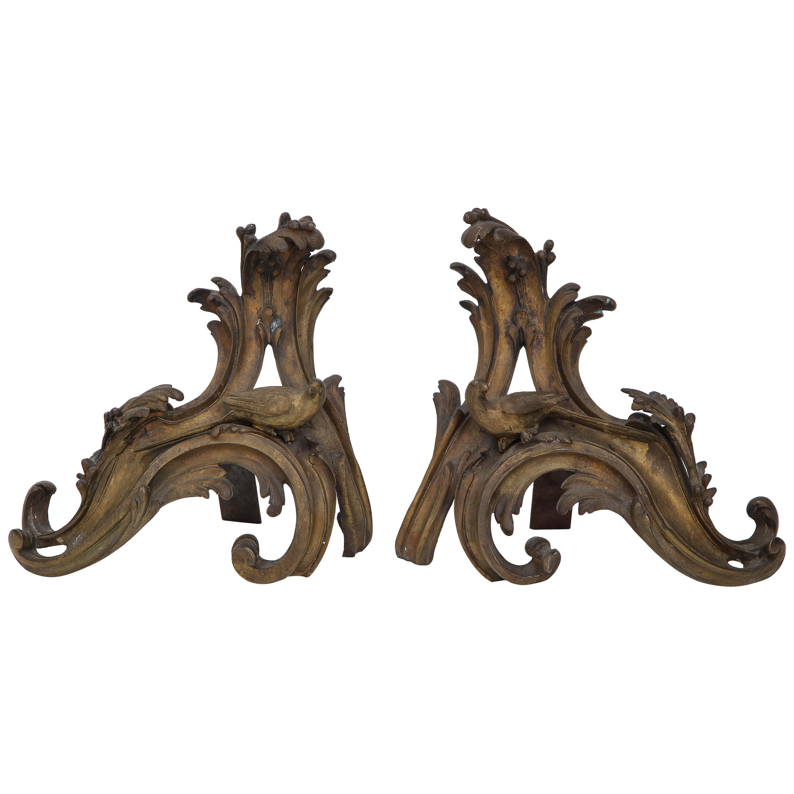 Pair of Louis XV Ormolu Chenets For Sale