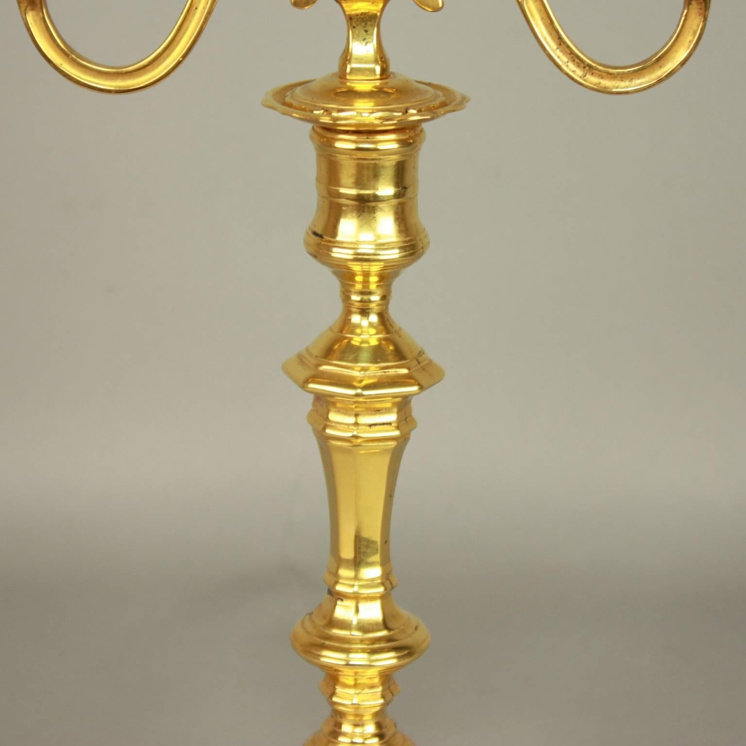 Pair of Louis XV Ormolu Two-Light Candelabra 1