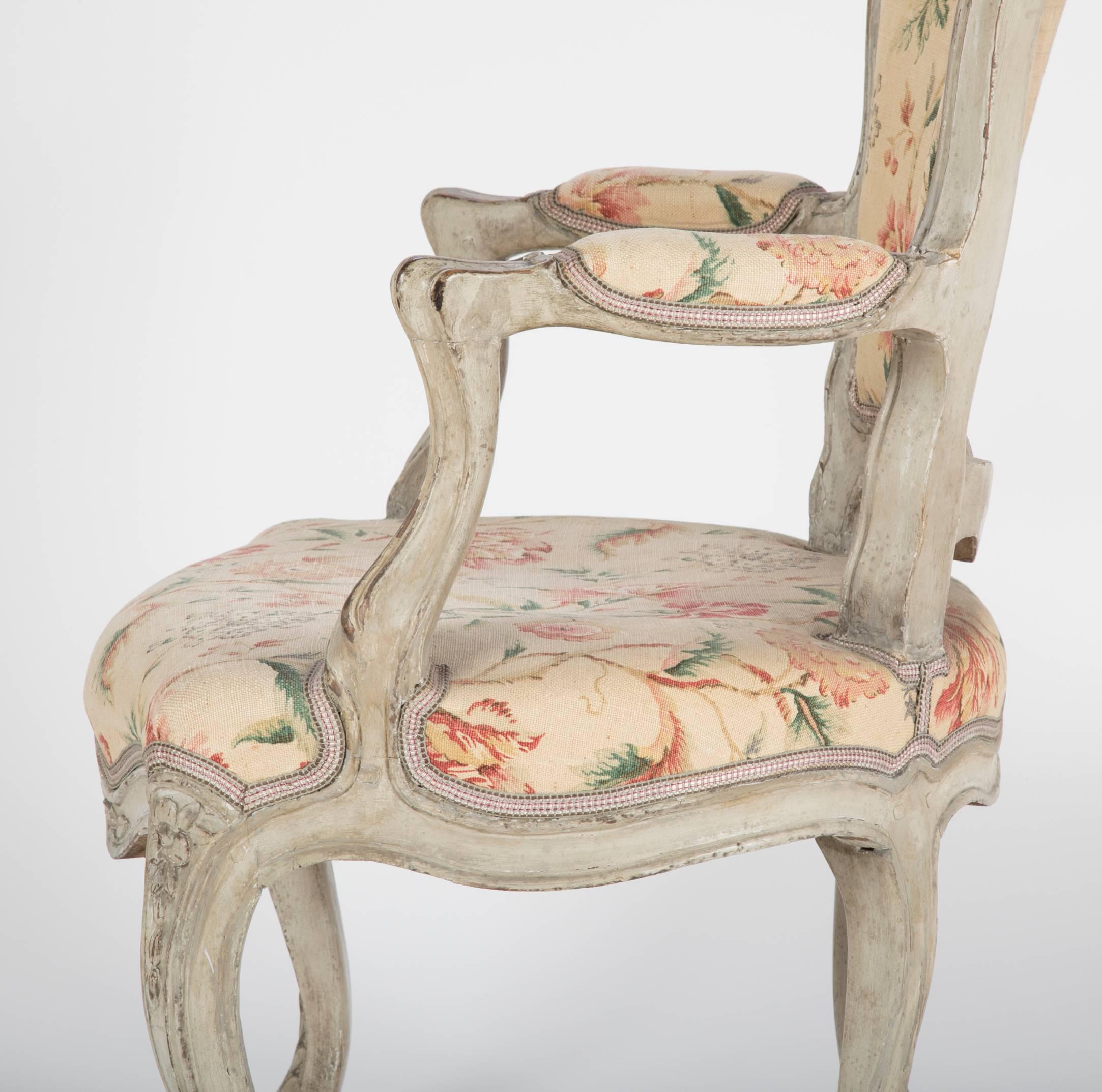 Pair of Louis XV Painted Armchairs 3