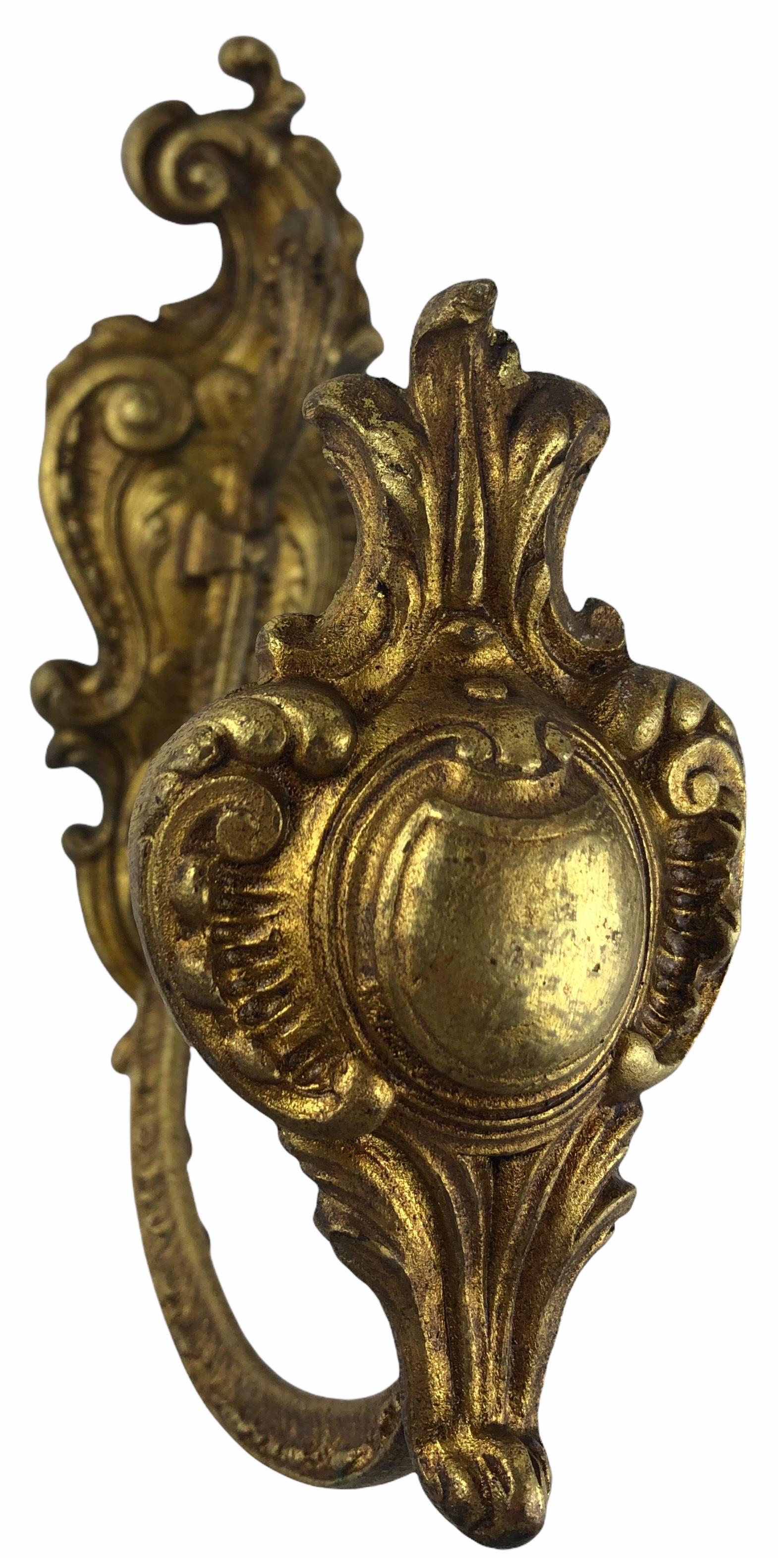 Hand-Crafted Pair of Louis XV Period Gilt Bronze Curtain Tie Backs