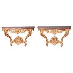 Pair of Louis XV Period Wall Mount Console Tables, circa 1740