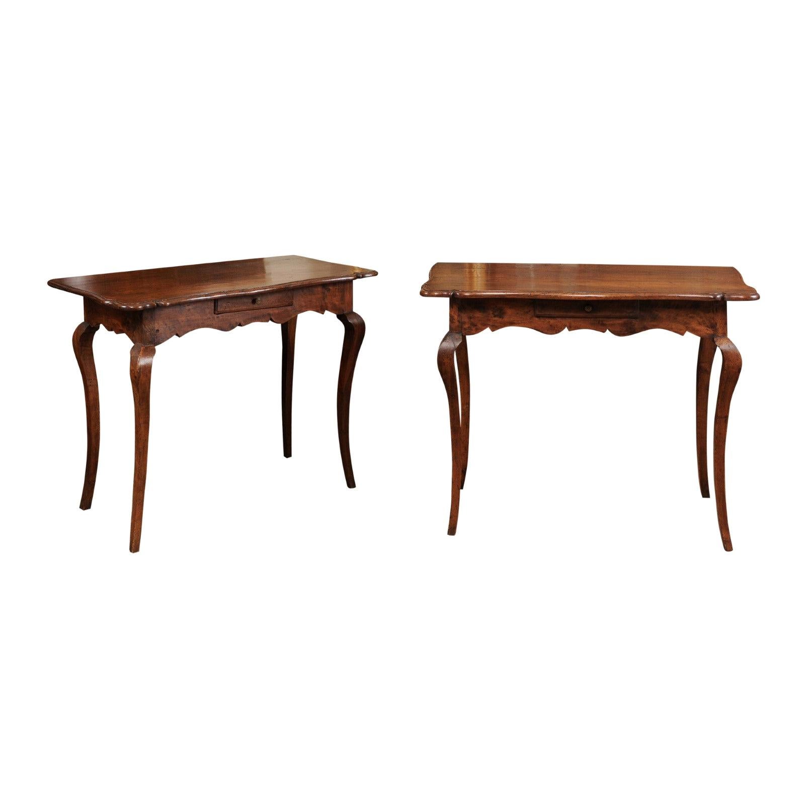 Pair of Rococo Period Walnut Console Tables, Mid-18th Century