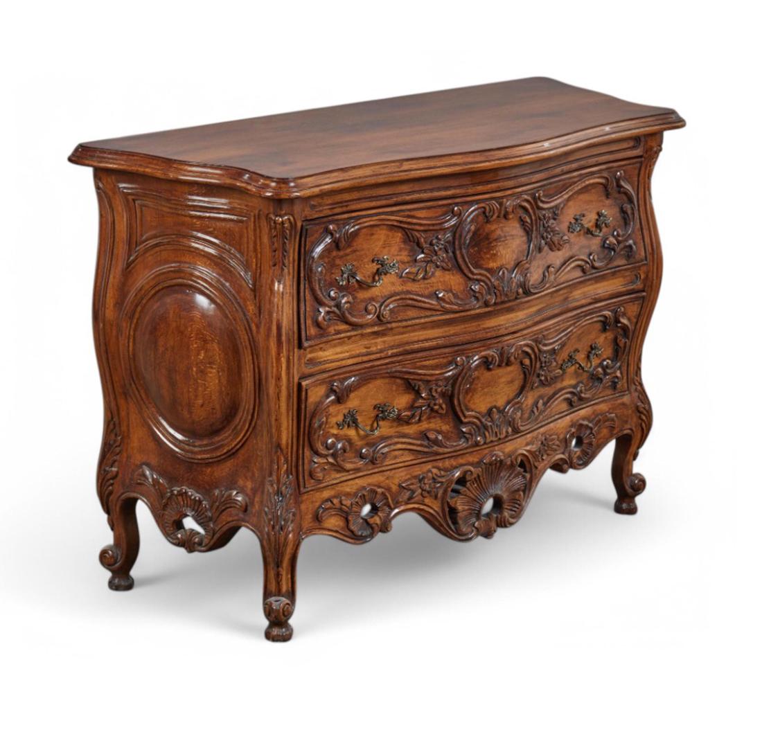 Pair of Louis XV Provincial Style Hand-carved Two-drawer Commodes/Chests In Good Condition For Sale In San Francisco, CA