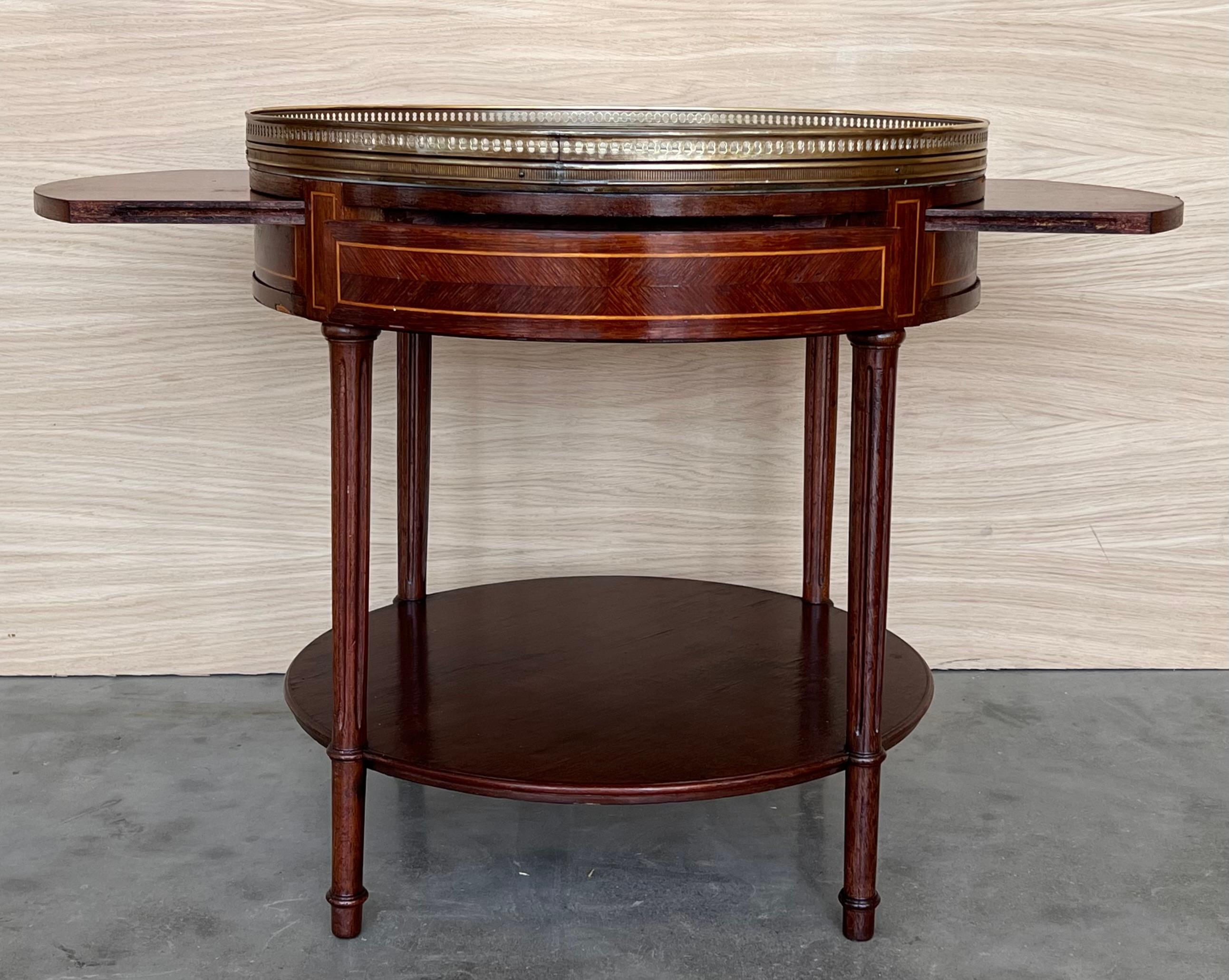 Pair of Louis XV Round Nightstands or Sofa Tables with Hidden Drawer and Trays For Sale 2