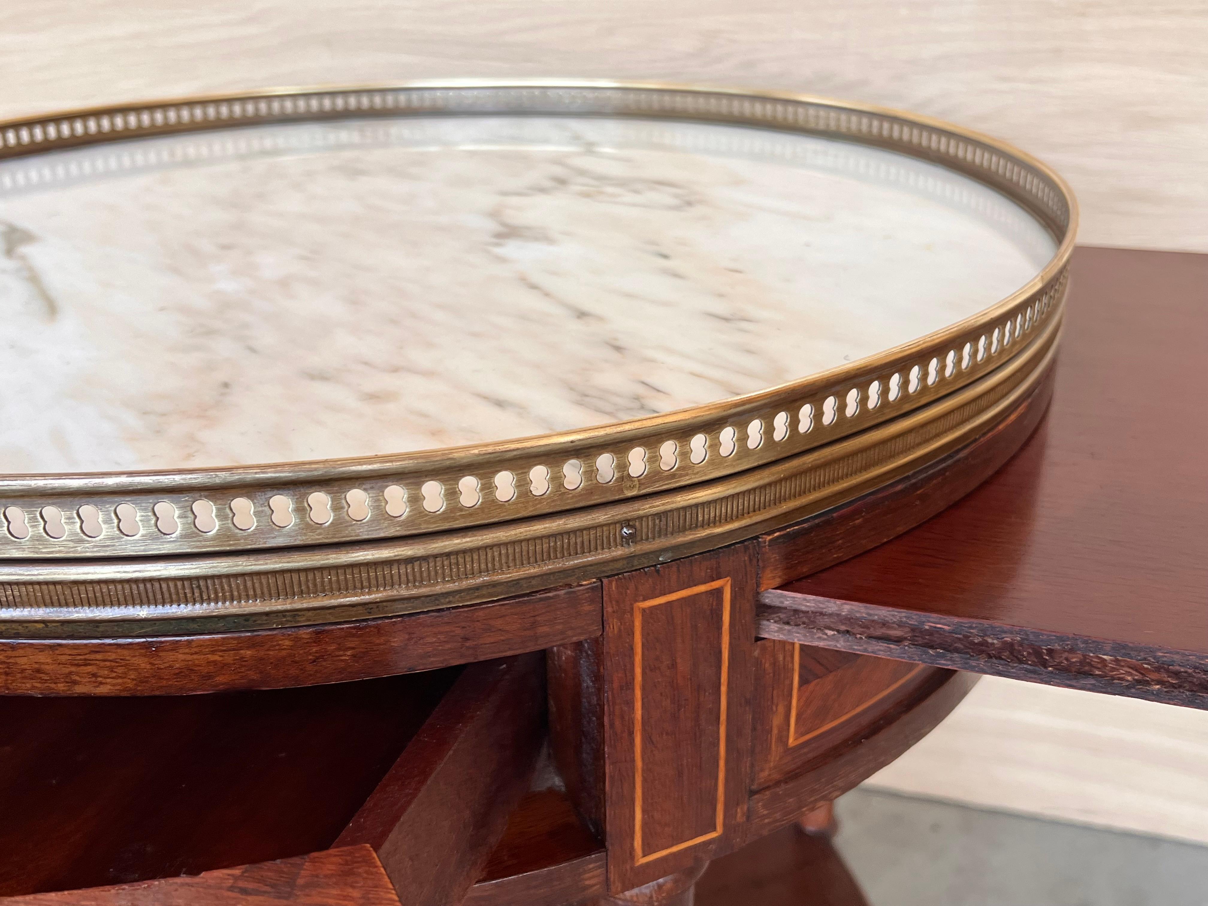 Pair of Louis XV Round Nightstands or Sofa Tables with Hidden Drawer and Trays For Sale 3