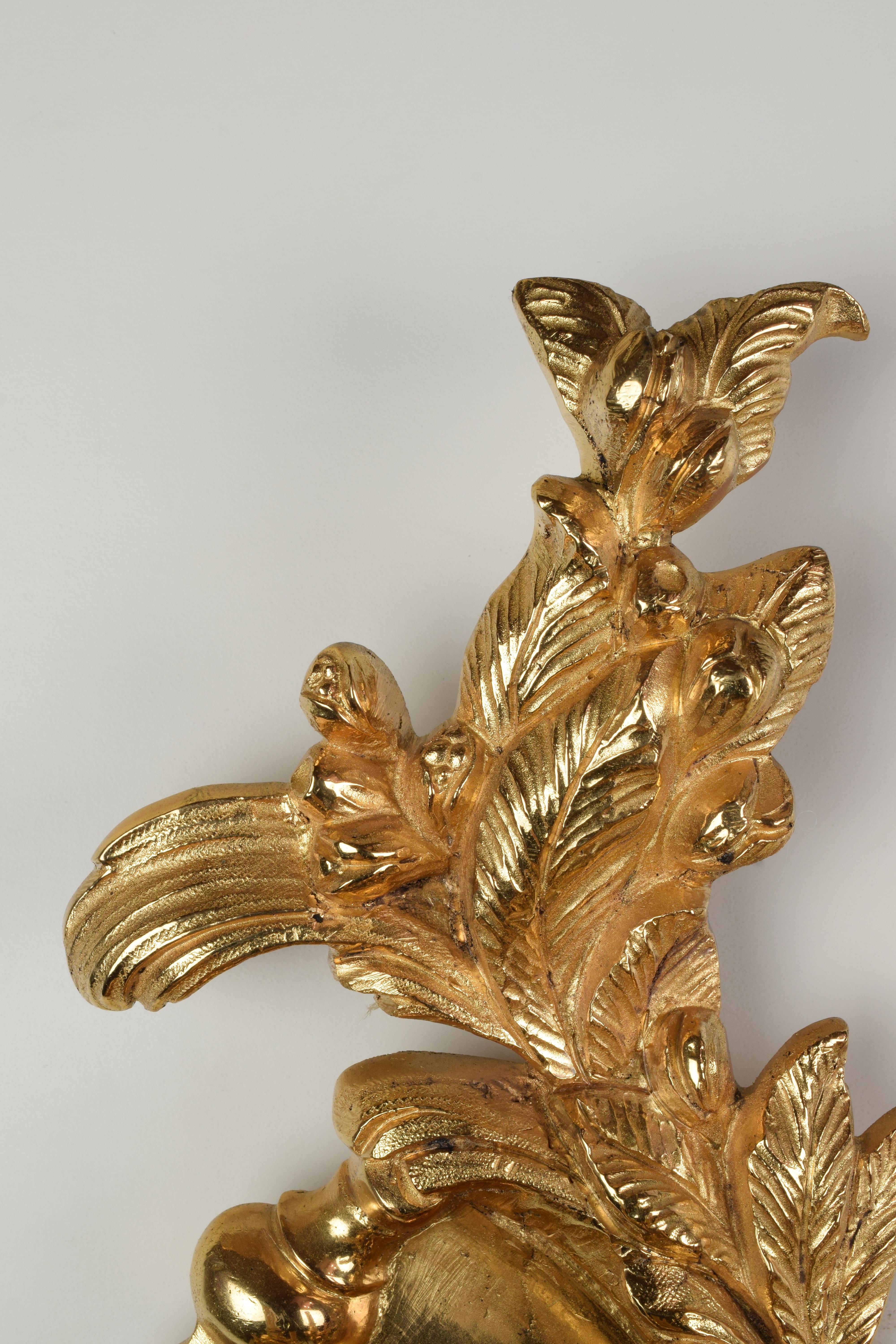 Pair of Louis XV Sconces in Gilt Bronze with Five Lights Mid-20th Century 2
