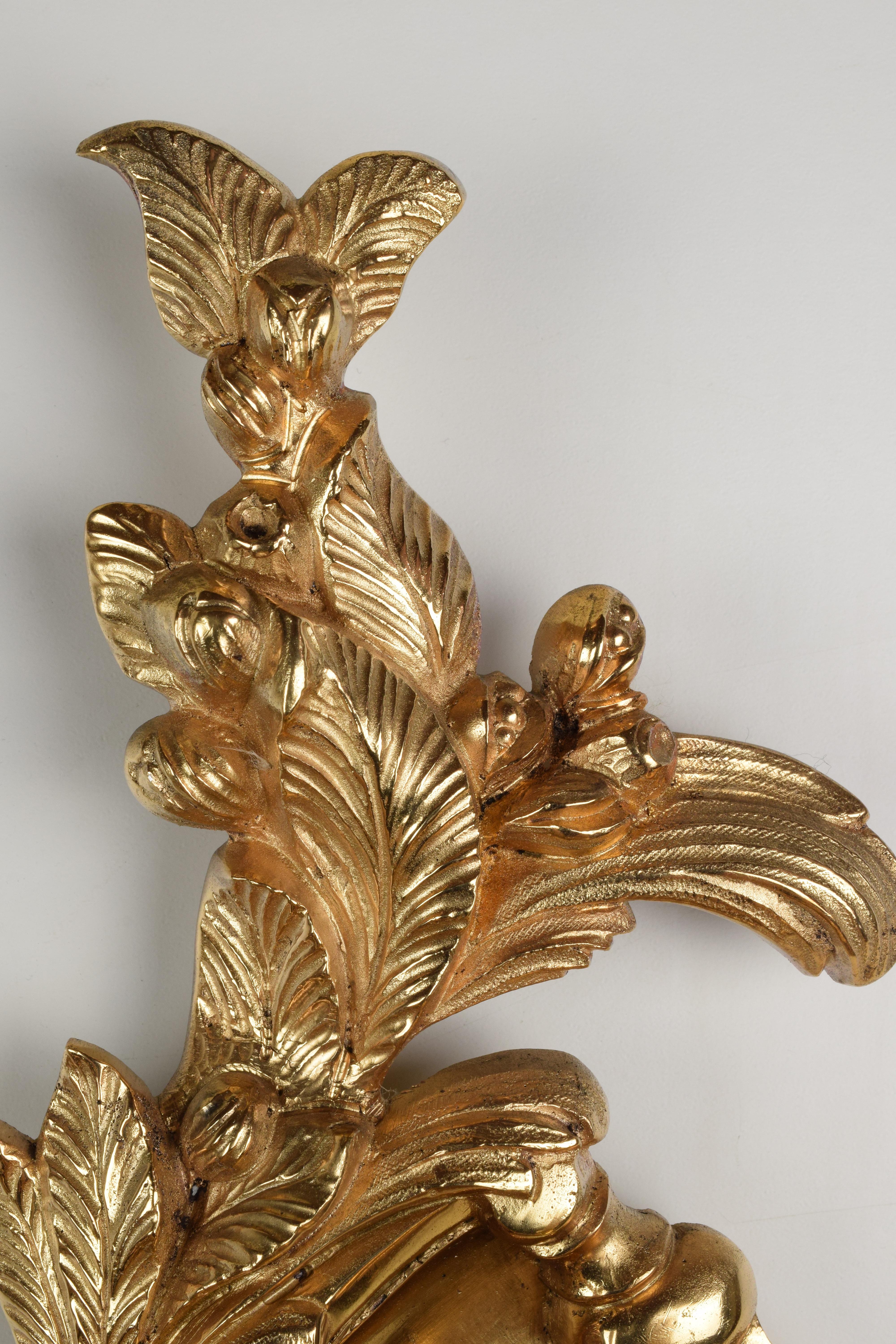 Pair of Louis XV Sconces in Gilt Bronze with Five Lights Mid-20th Century 3