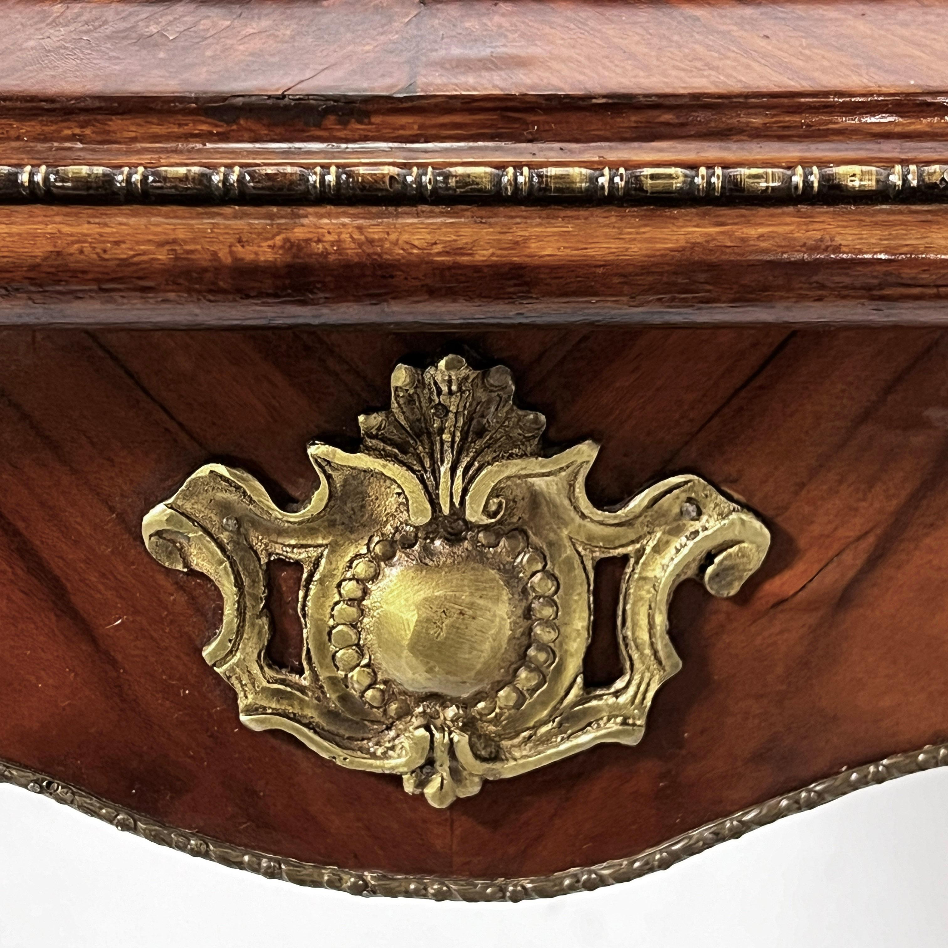 Pair of Louis XV Side Tables With Marble Tops and Ormolu Mounts, Ca. 30s For Sale 5