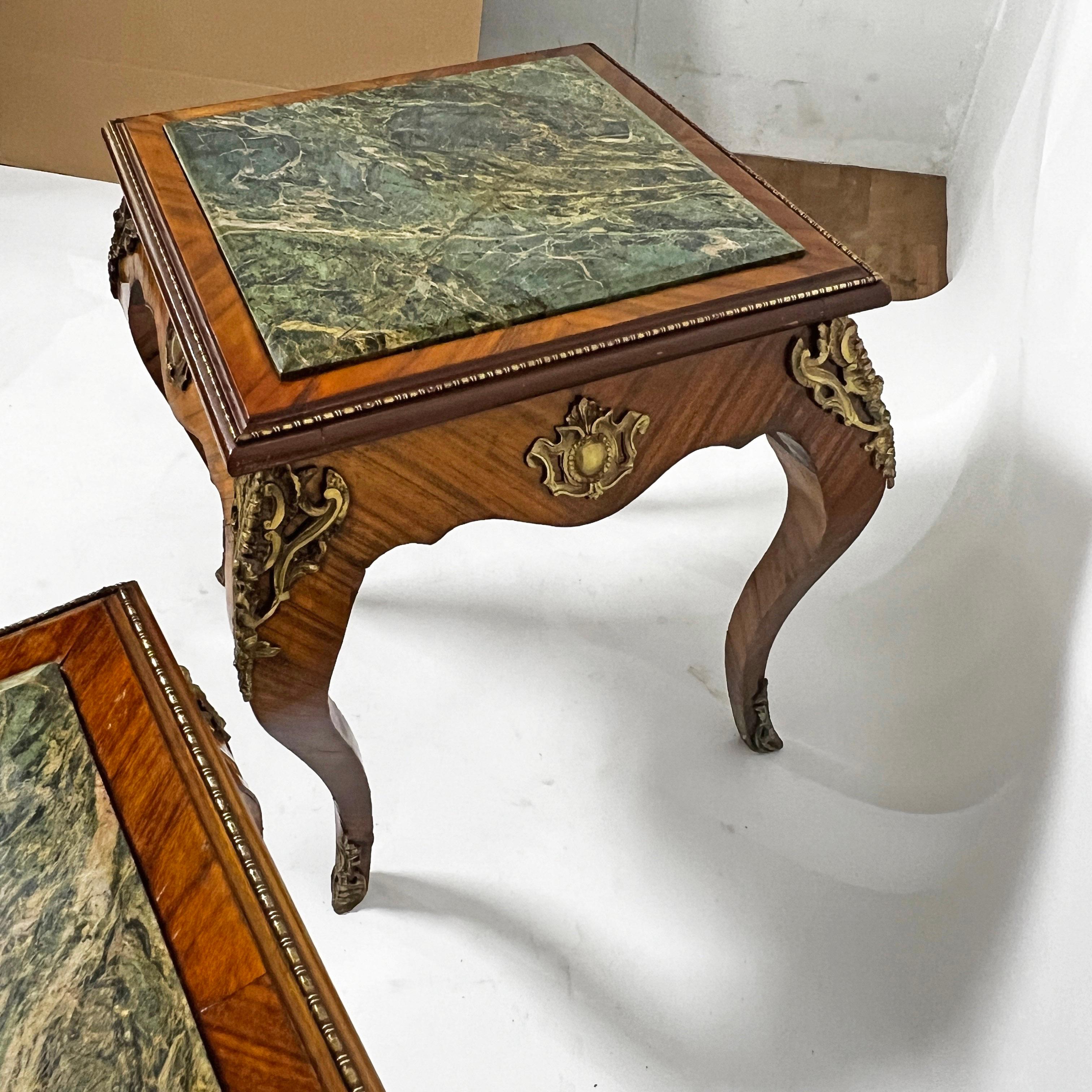 Pair of Louis XV Side Tables With Marble Tops and Ormolu Mounts, Ca. 30s For Sale 6