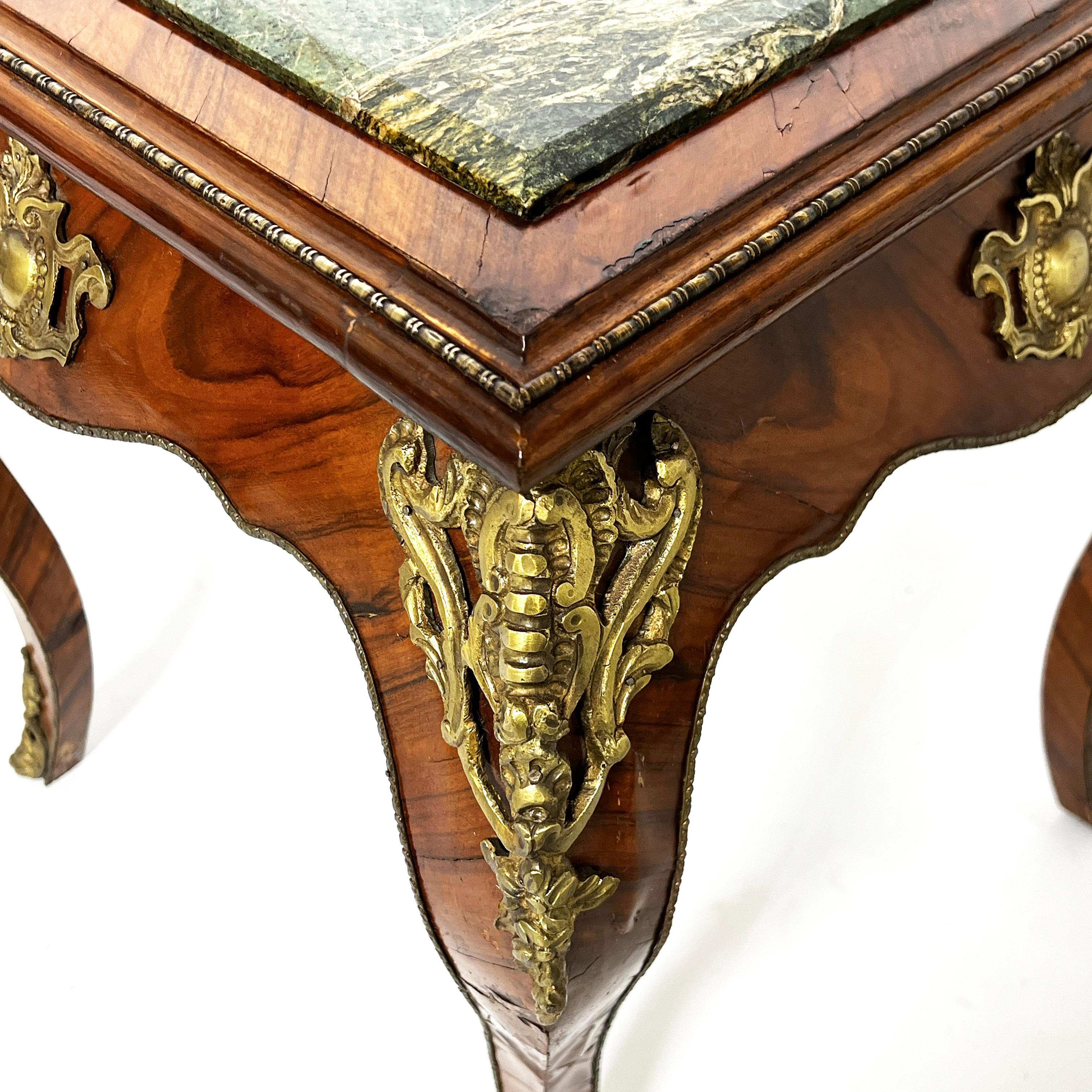 Pair of Louis XV Side Tables With Marble Tops and Ormolu Mounts, Ca. 30s For Sale 1