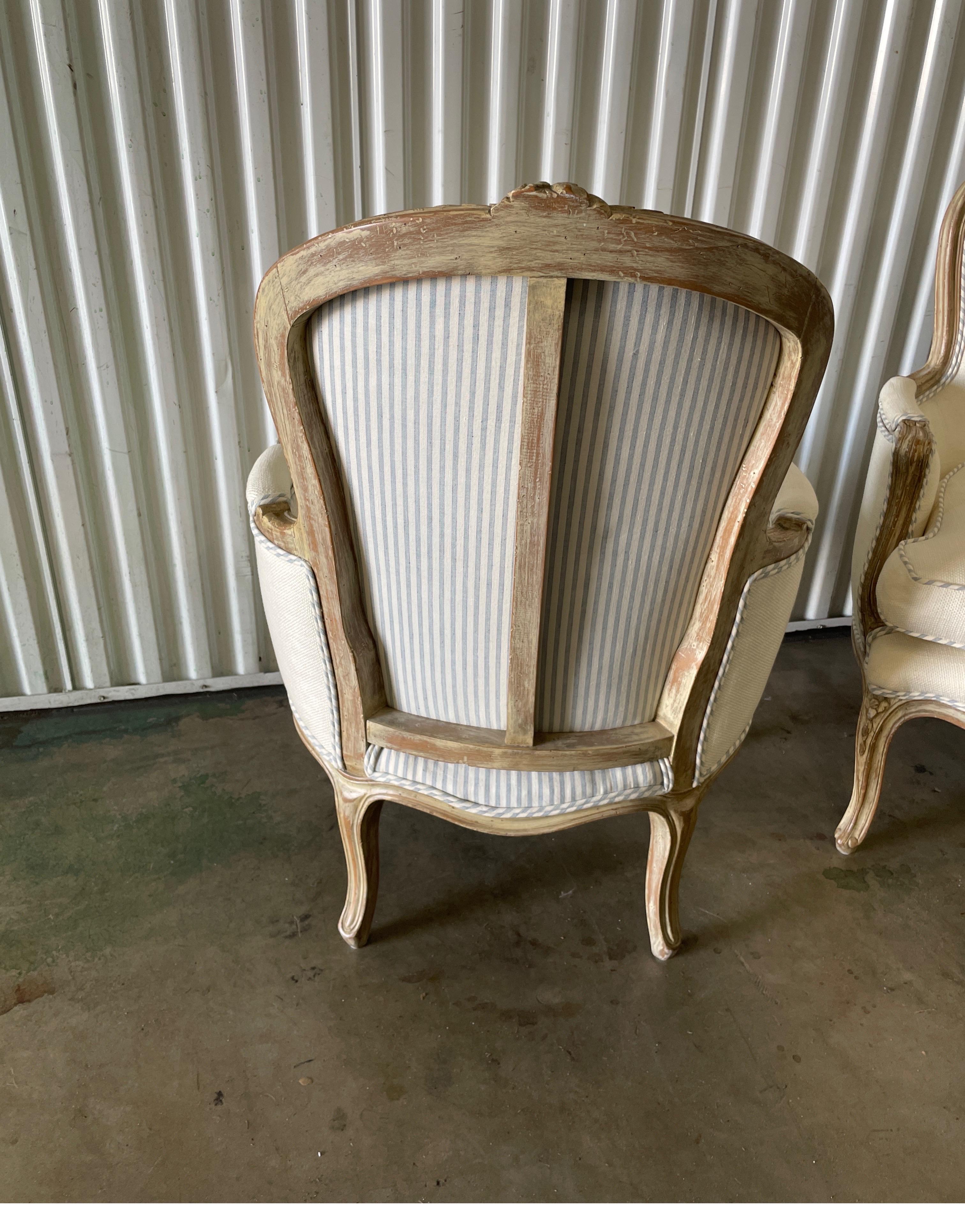 Pair of Louis XV Style 19th Century Bergere Chairs For Sale 4