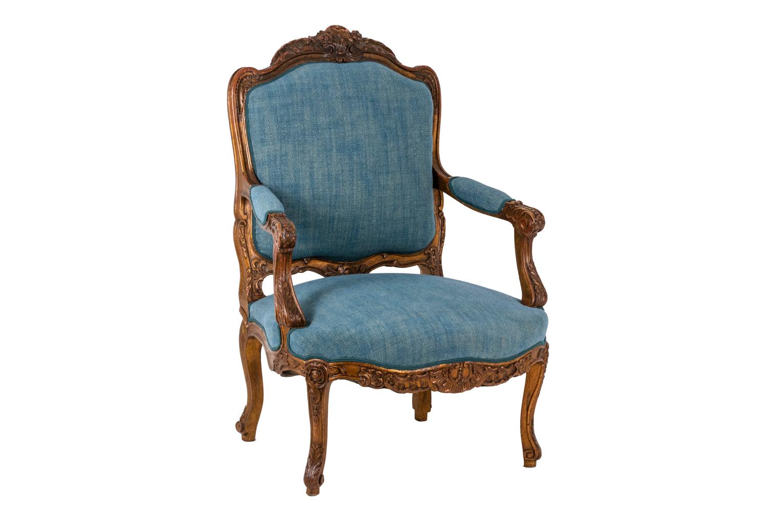 French Pair of Louis XV Style Armchairs, circa 1880