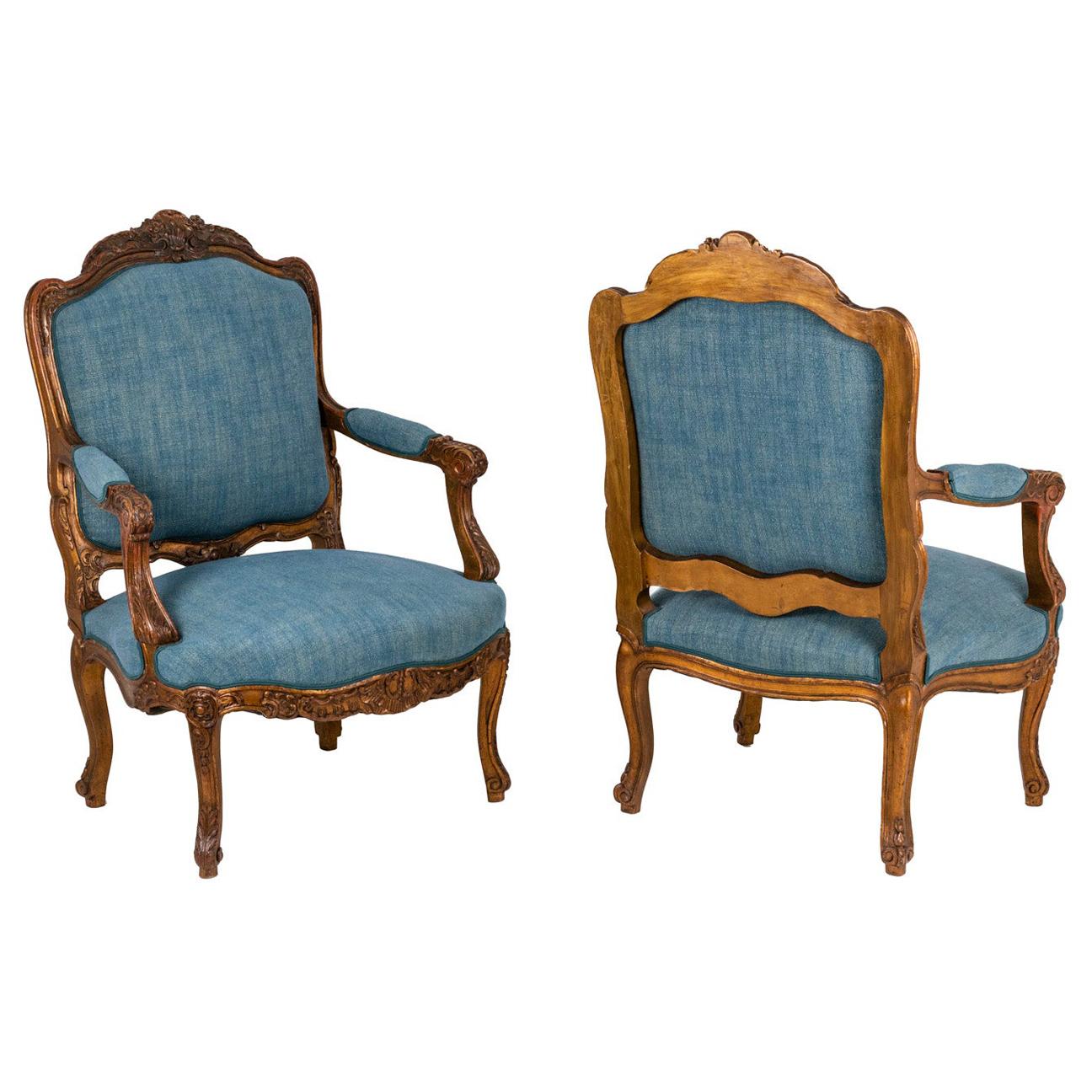 Pair of Louis XV Style Armchairs, circa 1880