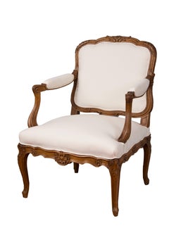 Pair of Louis XV Style Armchairs, Oak, Textile, France, 19th Century