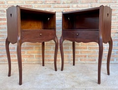 Pair of Louis XV Style Bedside Tables with Drawer, Mid-20th Century