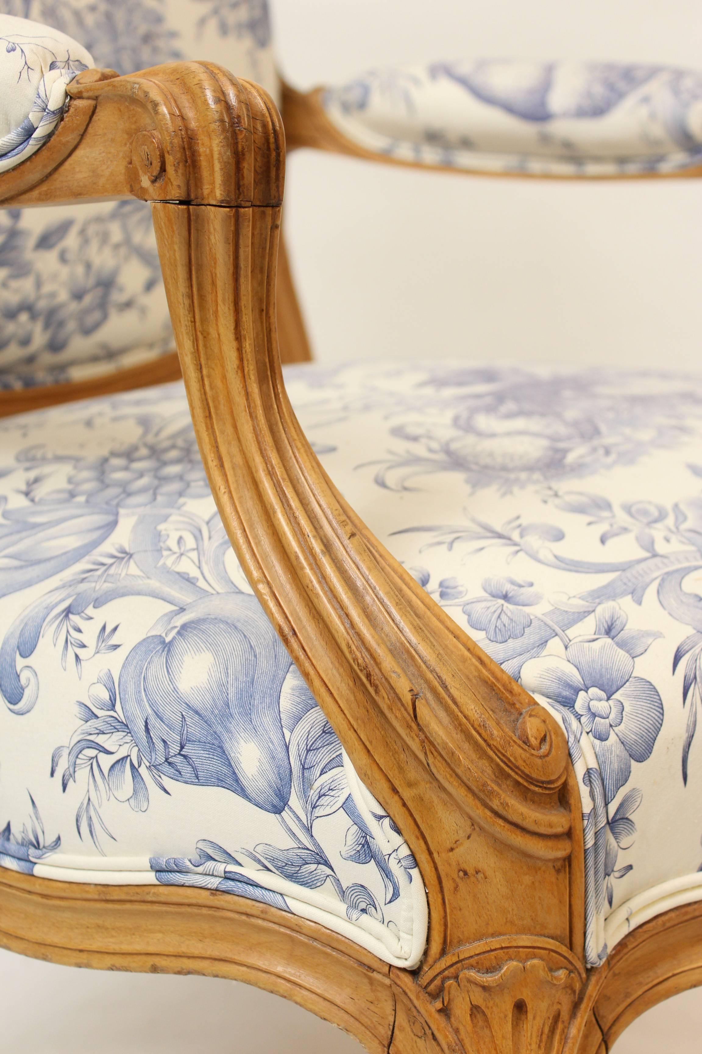 Pair of Louis XV Style Beechwood Armchairs 5