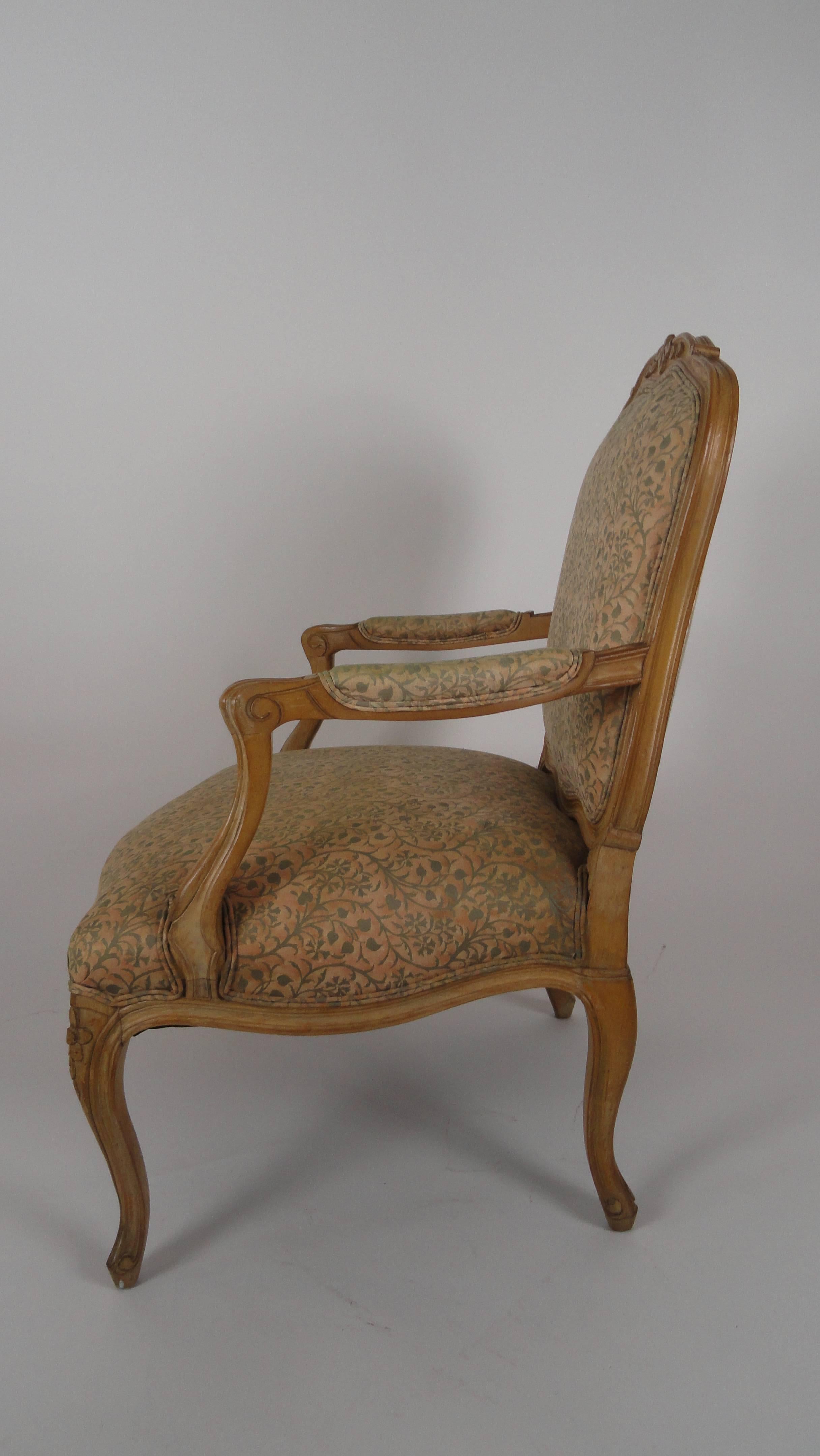 Pair of Louis XV Style Beechwood Carved Fauteuils In Good Condition For Sale In West Palm Beach, FL