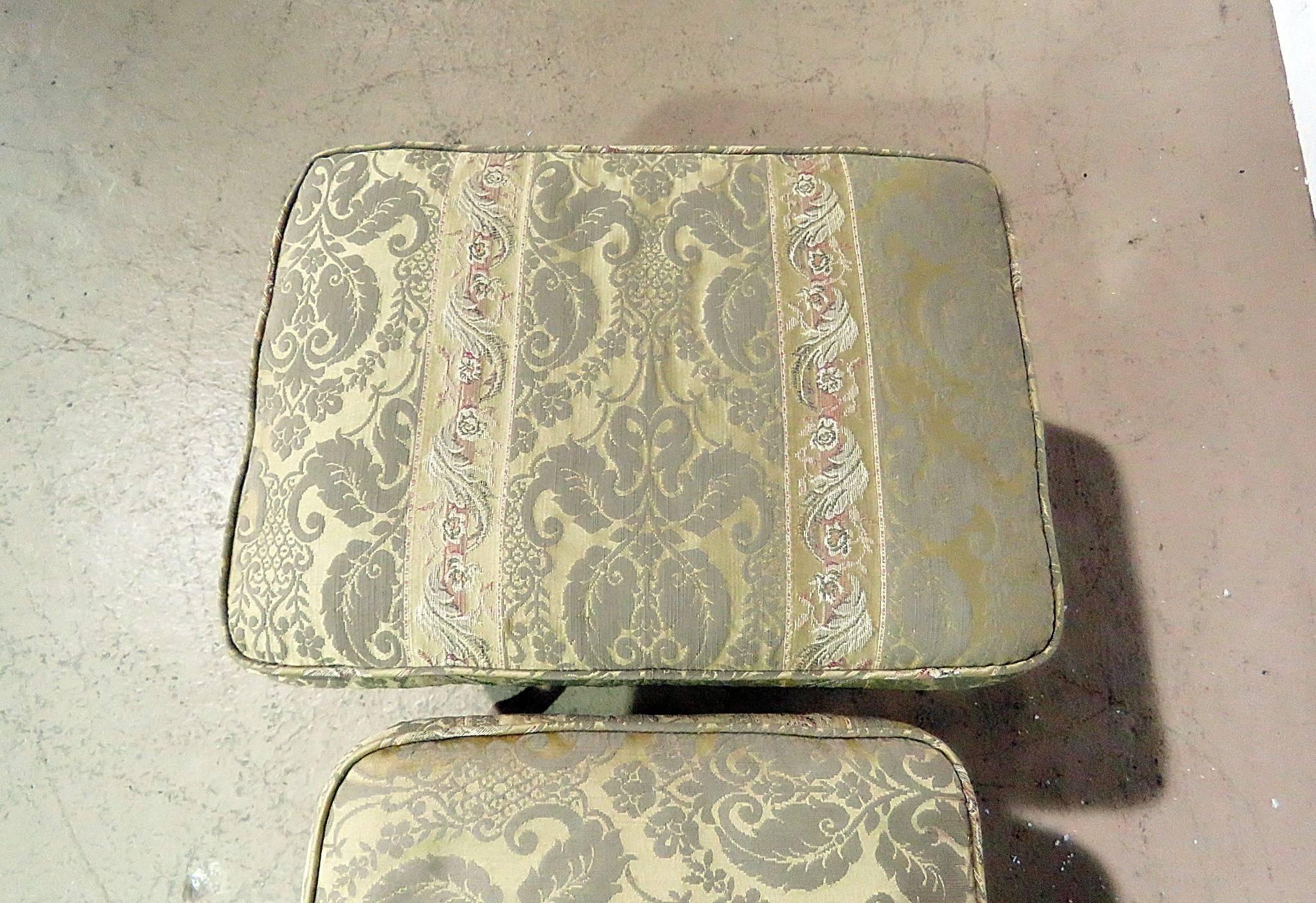 20th Century Pair of French Painted Louis XV Style Benches or Stools