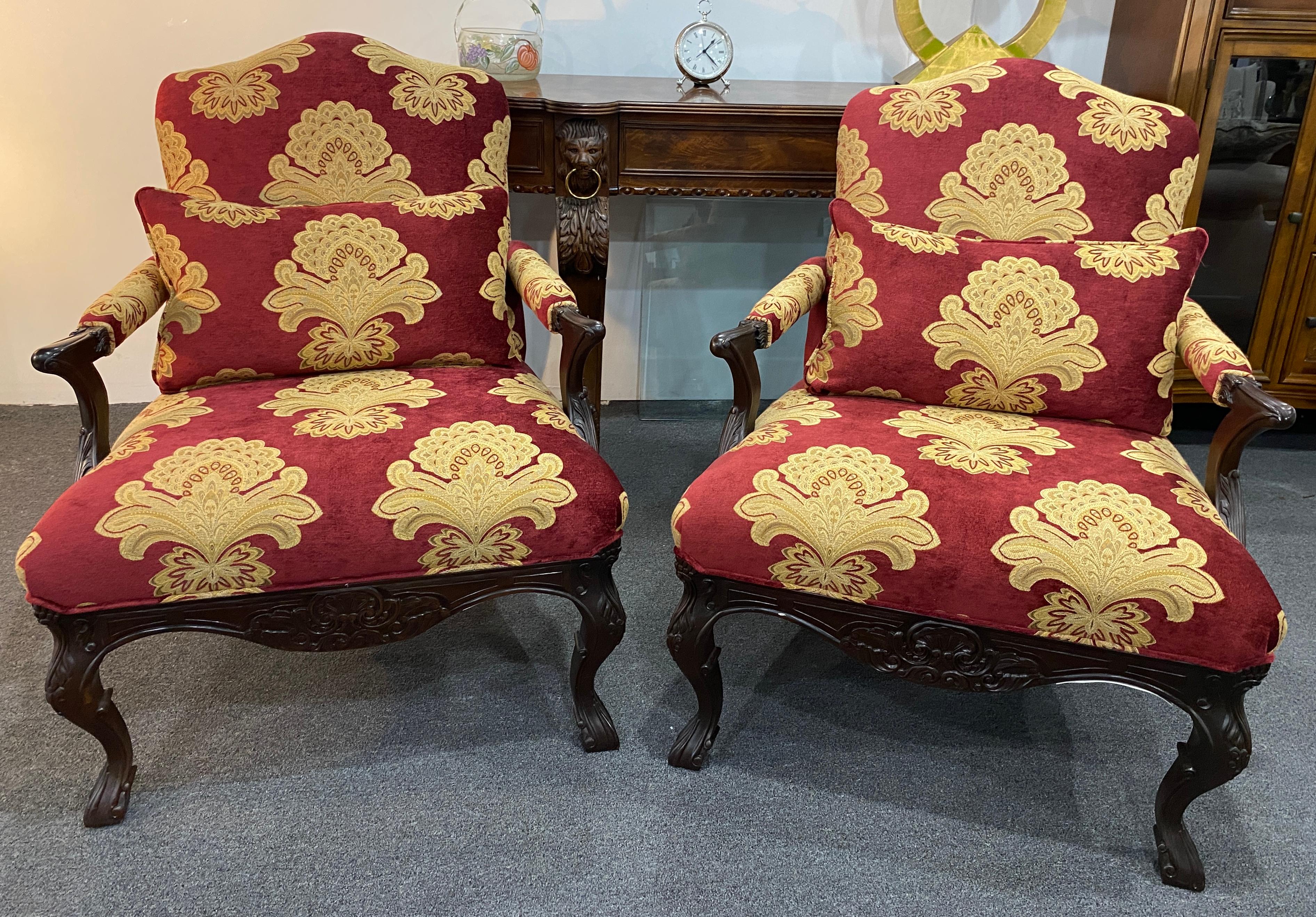 American Pair of Louis XV Style Bergère Armchairs For Sale