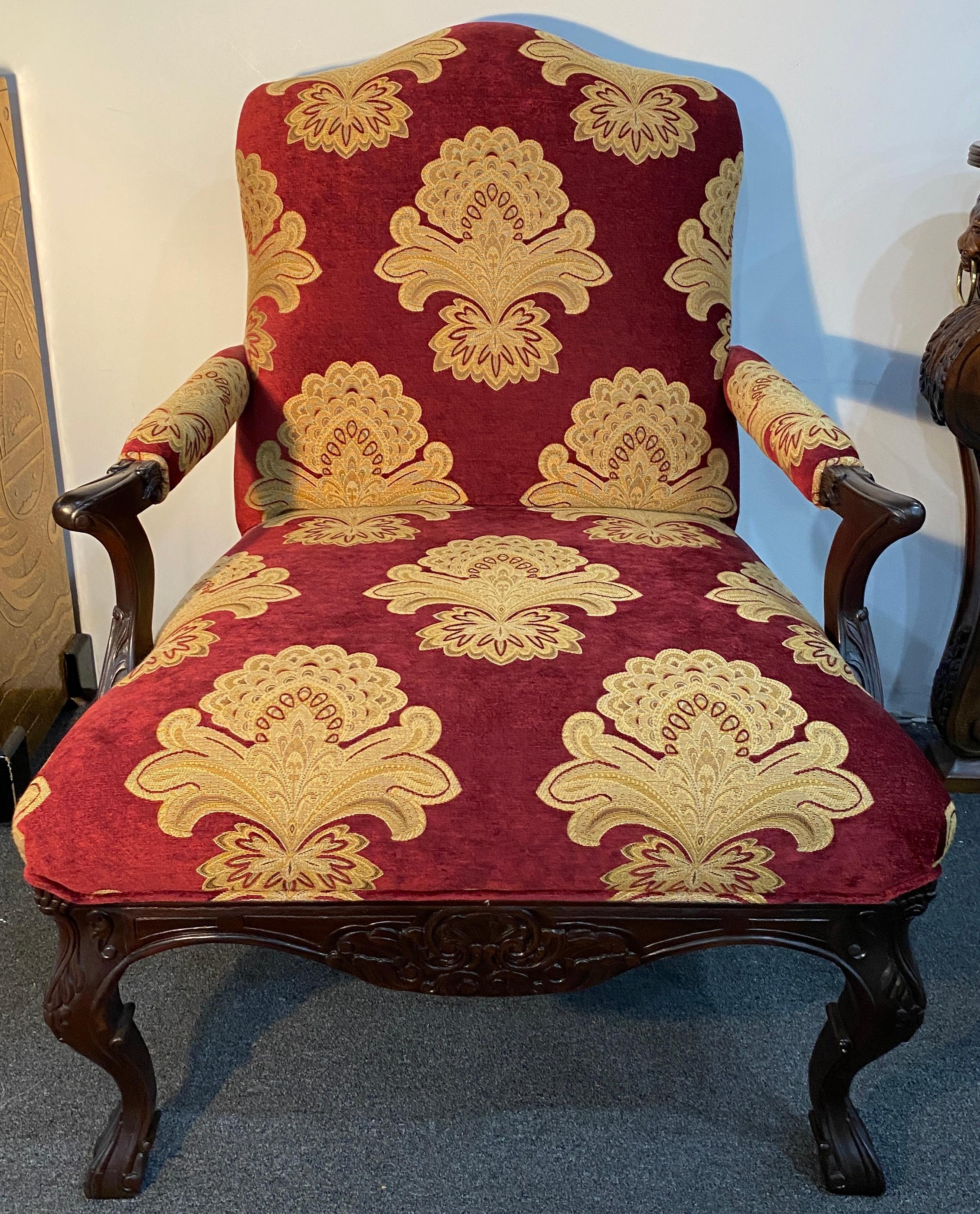 Fabric Pair of Louis XV Style Bergère Armchairs For Sale