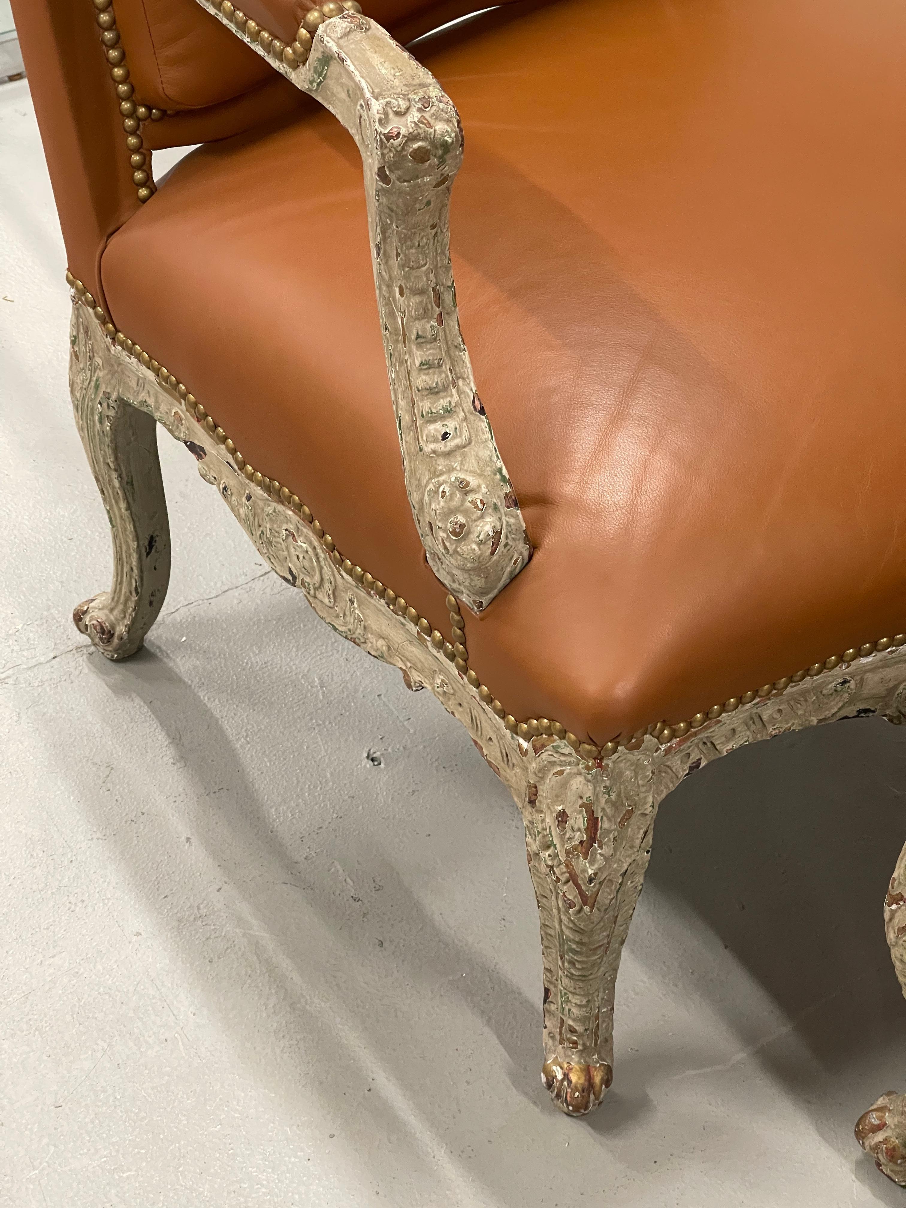 Hand-Crafted Pair of Louis XV Style Bergere Chairs For Sale