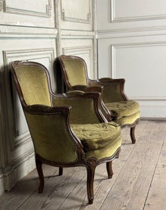 Pair Of Louis XV Style Bergeres In Carved Beech Around 1920