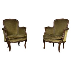 Pair Of Louis XV Style Bergeres In Carved Beech Around 1920