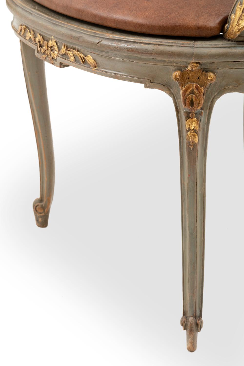 Pair of Louis XV Style Bergeres in Green Lacquered and Giltwood, circa 1900 6