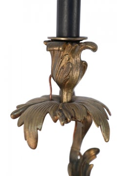 Pair of Louis XV Style Bronze 5-Arm Electrified Black Candle Candelabras