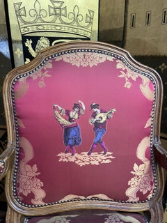 Pair of Louis XV style cabriole armchairs
