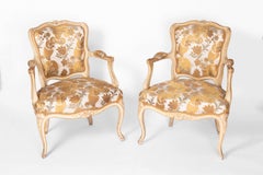 Pair of Louis XV Style Cabriolet Armchairs in Cream Lacquer, circa 1900