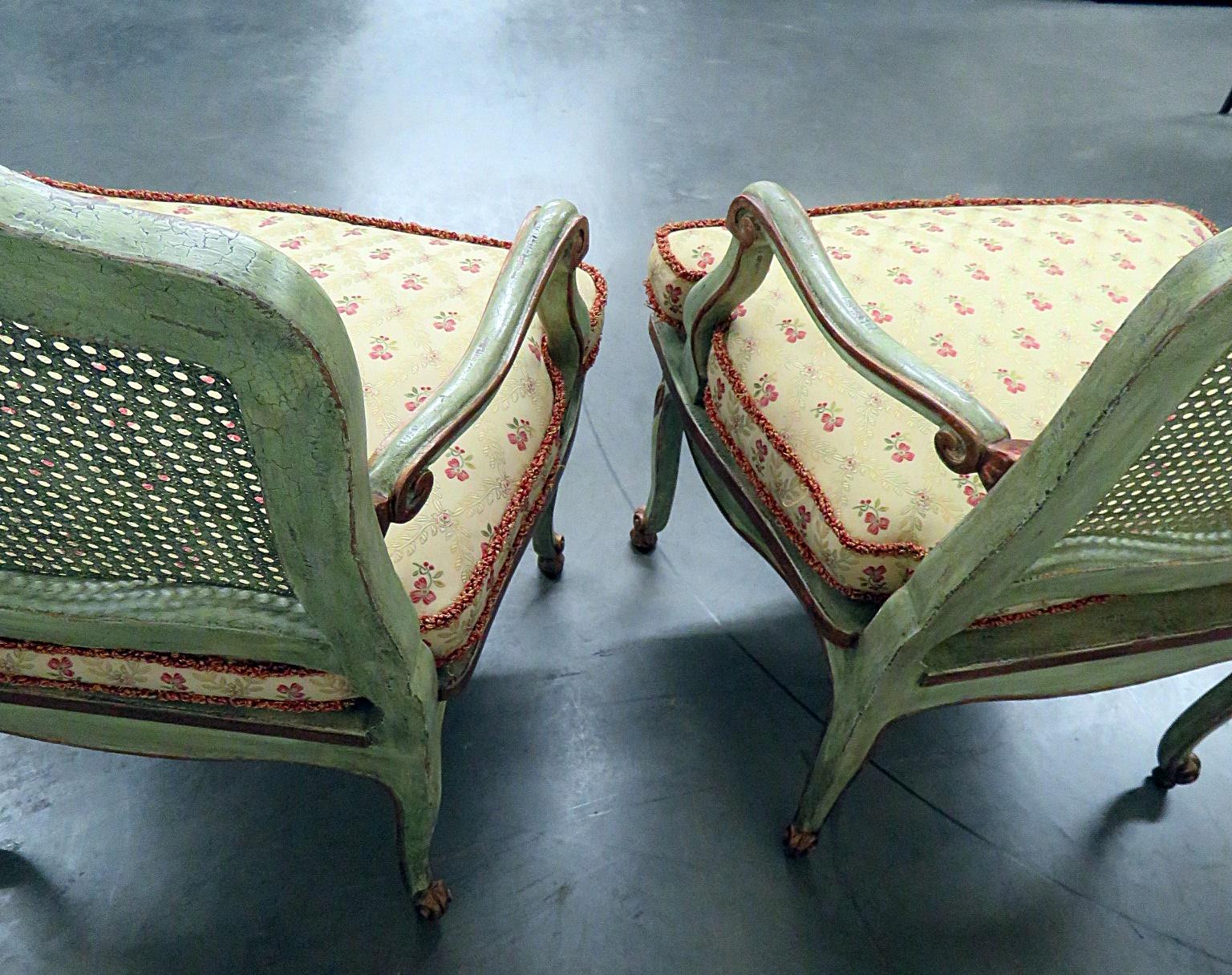Pair of Louis XV Style Caned Armchairs 4