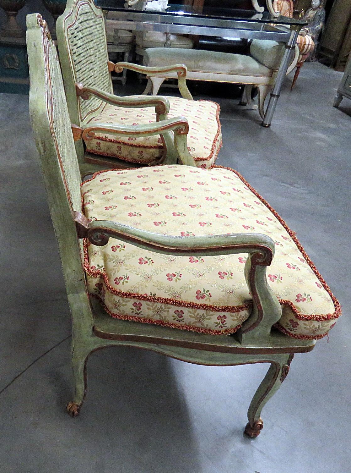 Pair of Louis XV Style Caned Armchairs 5