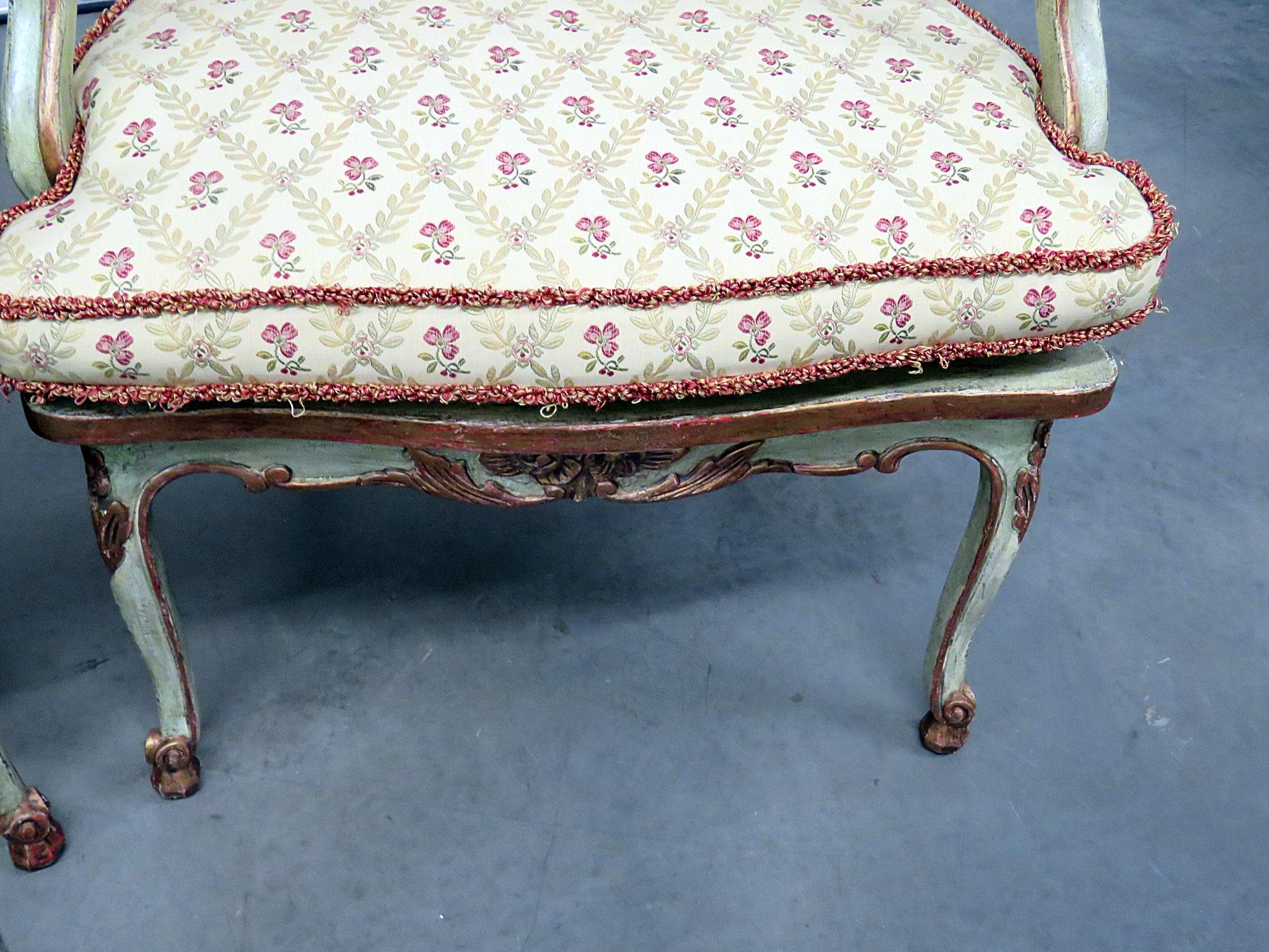 Upholstery Pair of Louis XV Style Caned Armchairs