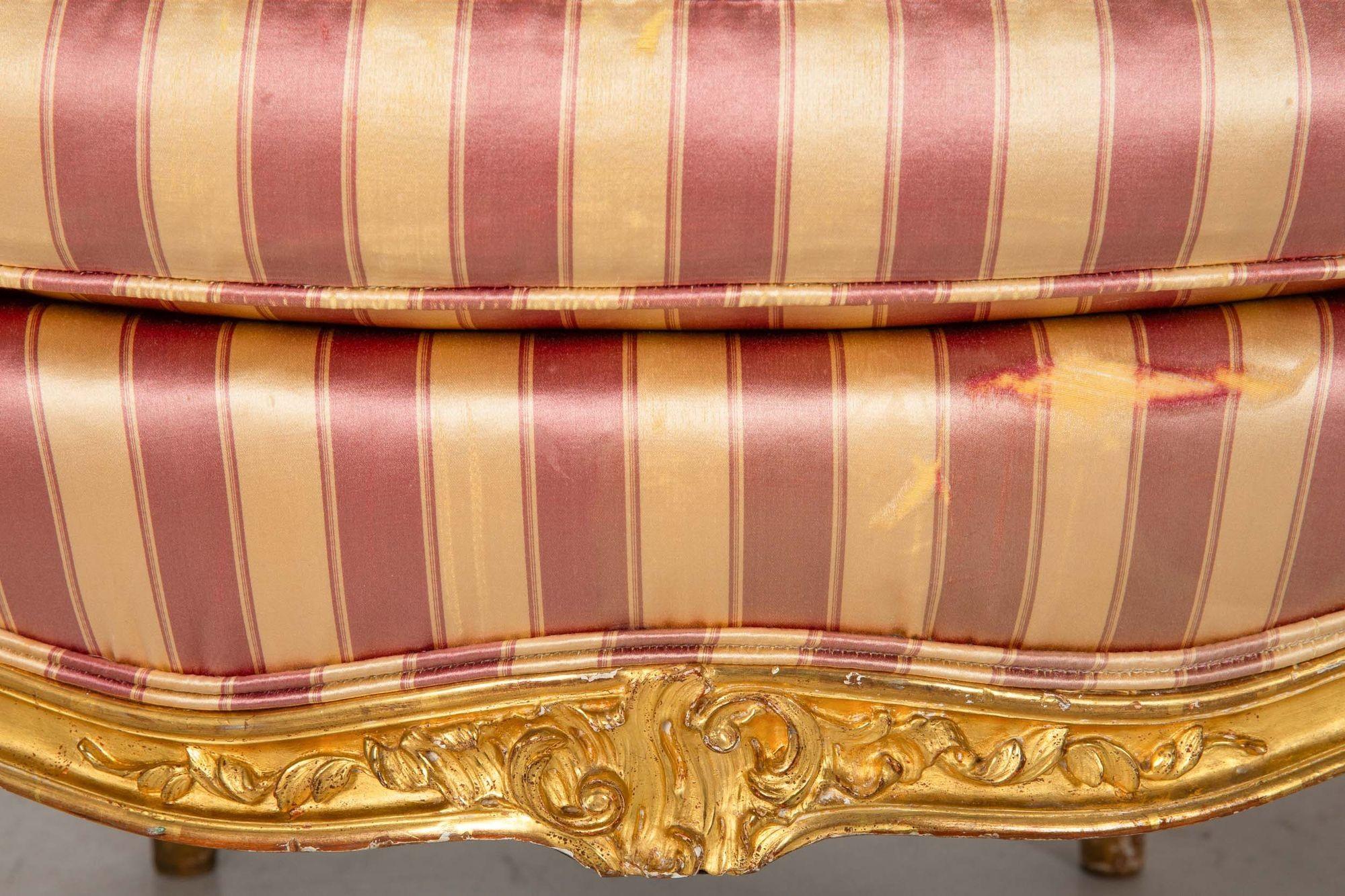 Pair of Louis XV Style Carved Giltwood Arm Chairs circa 1860 5