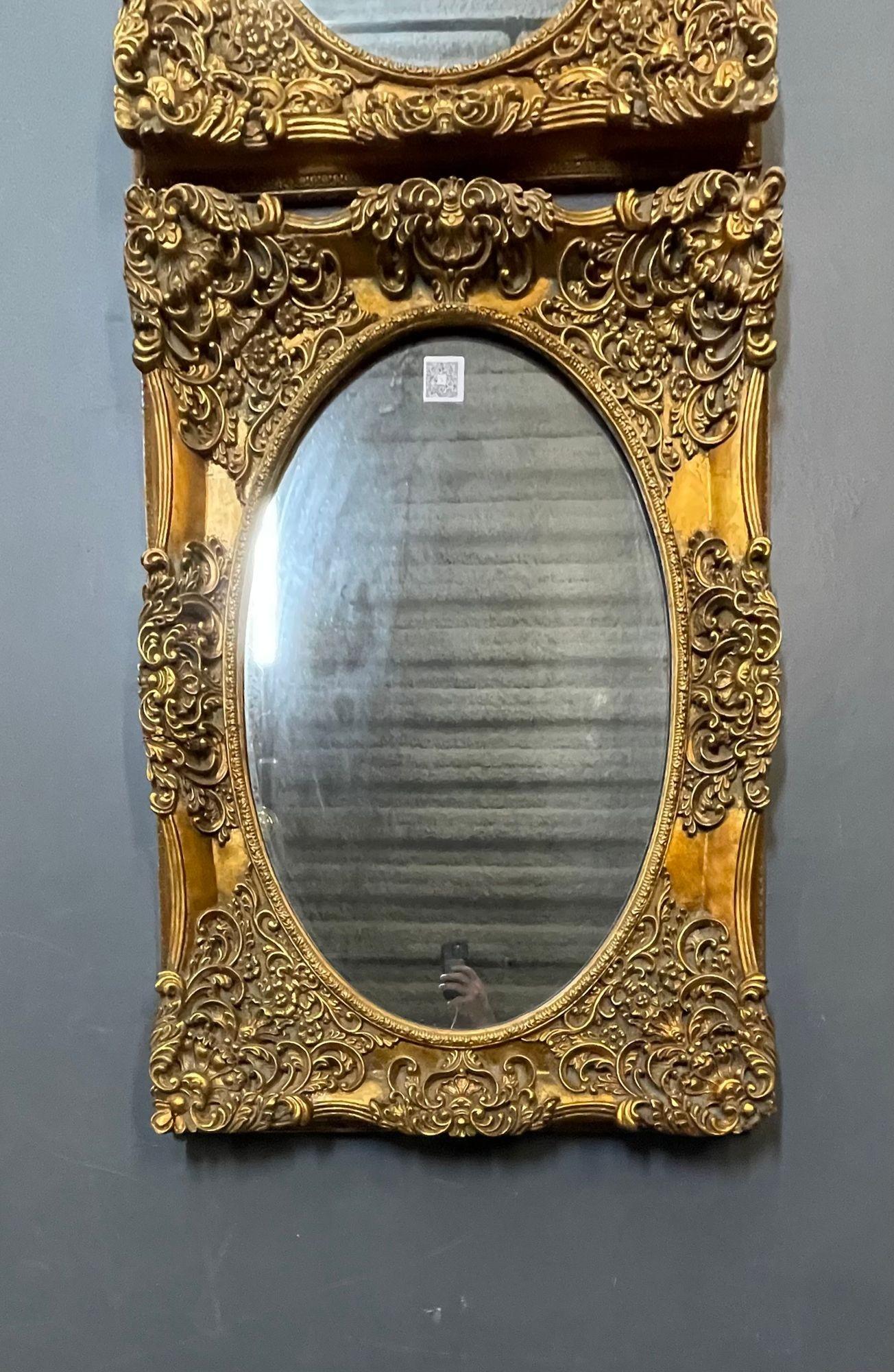 Rococo Pair of Louis XV Style Carved Wall, Console Mirrors For Sale