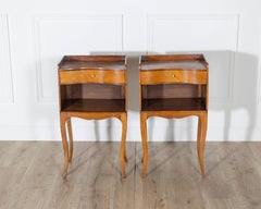 Pair of Louis XV Style Cherry Bedside Tables with Drawer and Niche