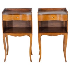Pair of Louis XV Style Cherry Bedside Tables with Drawer and Niche
