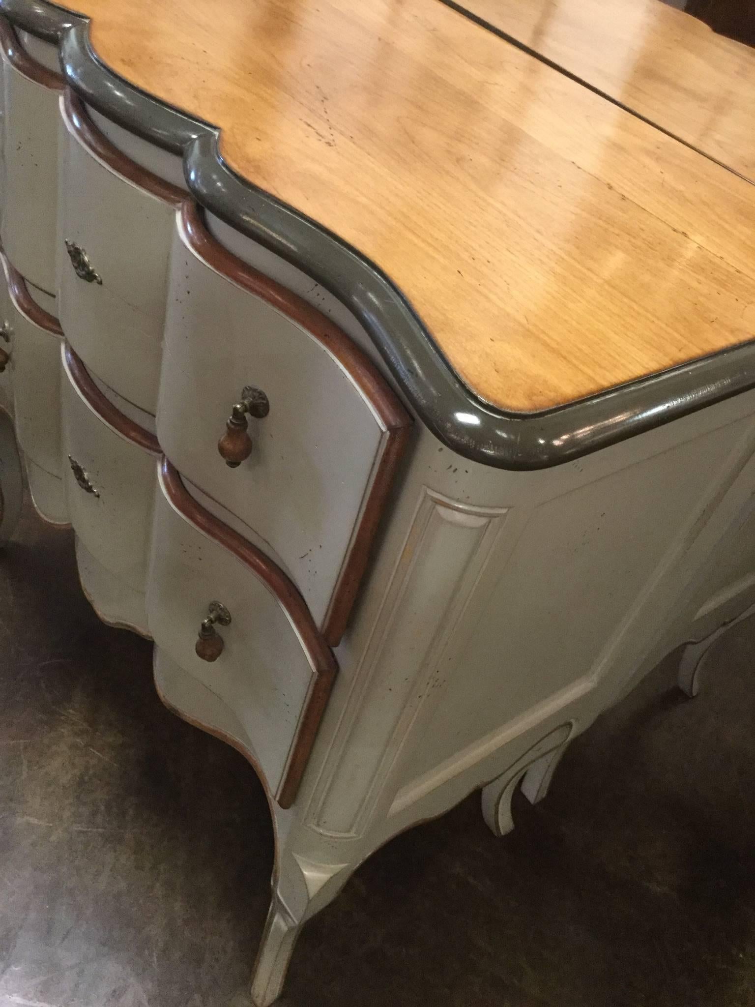 Pair of Louis XV Style Chests Serpentine Shaped Cherry - FREE LOCAL DELIVERY For Sale 1
