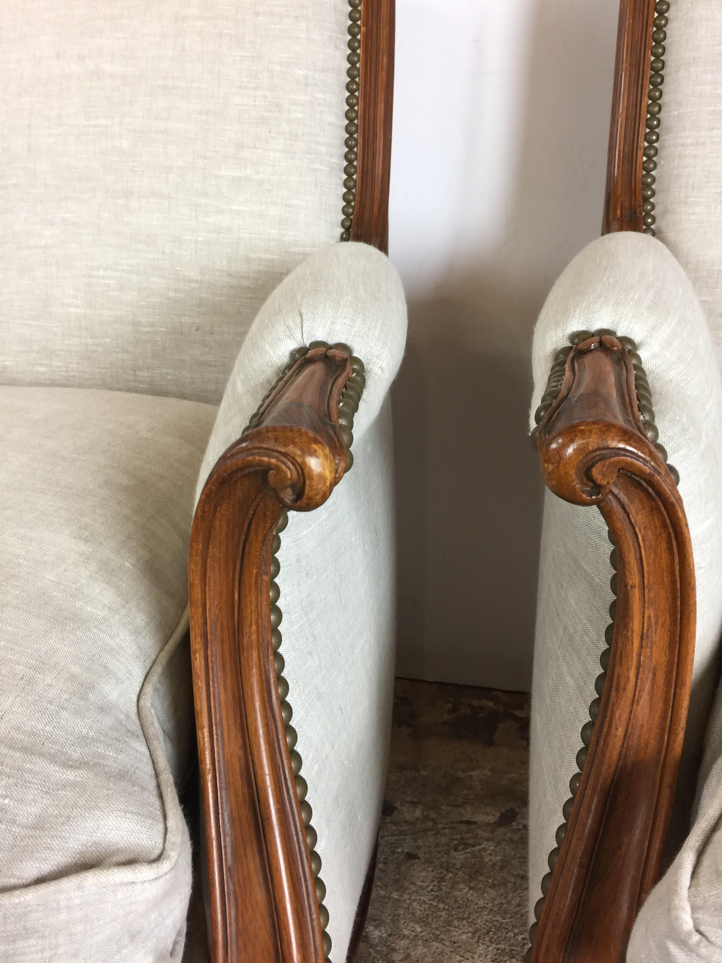 Pair of Louis XV Style Club Chairs In Good Condition In Pomona, CA