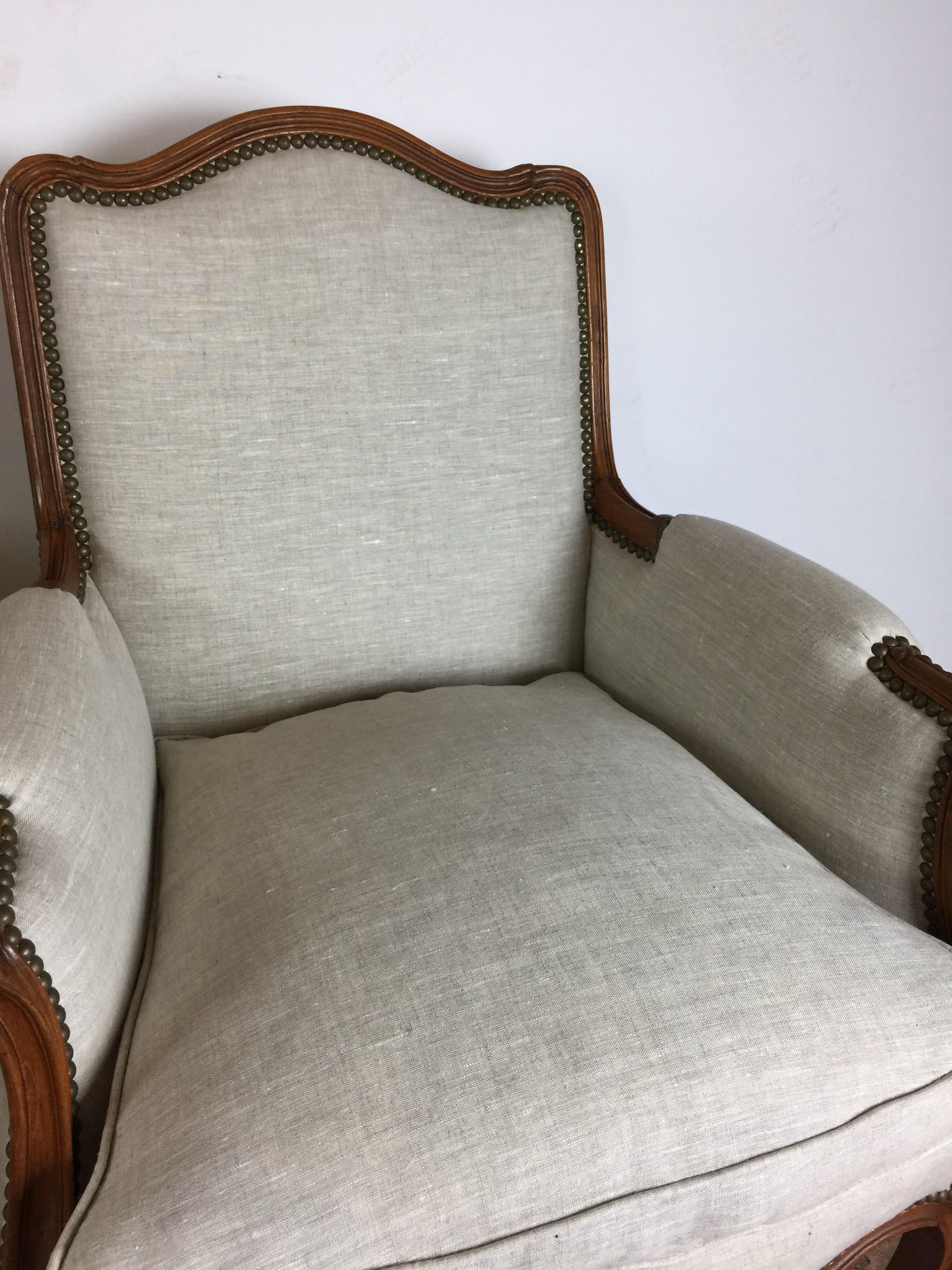 Walnut Pair of Louis XV Style Club Chairs