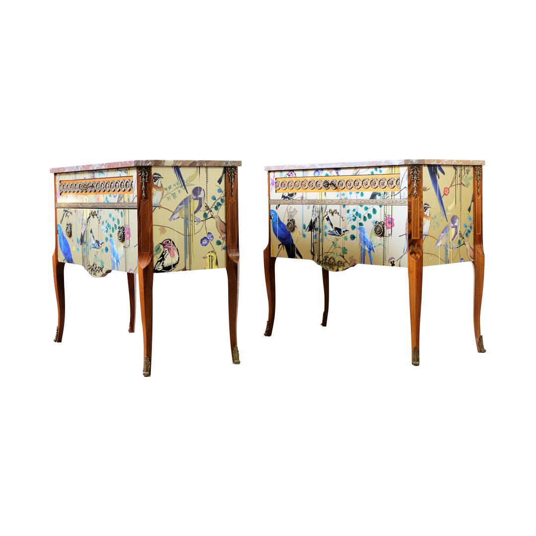 Pair of Louis XV Style Commodes with Marble Tops 1