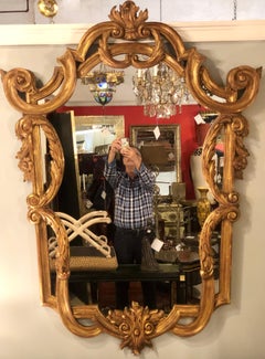 Pair of Louis XV Style Console, Pier or Wall Mirrors, Giltwood Carved Frames