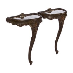 Pair of Louis XV Style Console Tables with Mirror Top