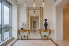 Pair of Louis XV Style Consoles, Giltwood and Marble Tops, 19th Century