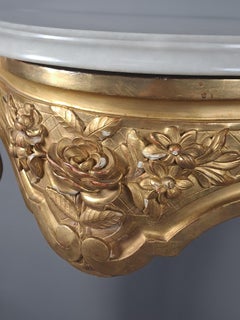 Pair Of Louis XV Style Consoles In Gilded Wood