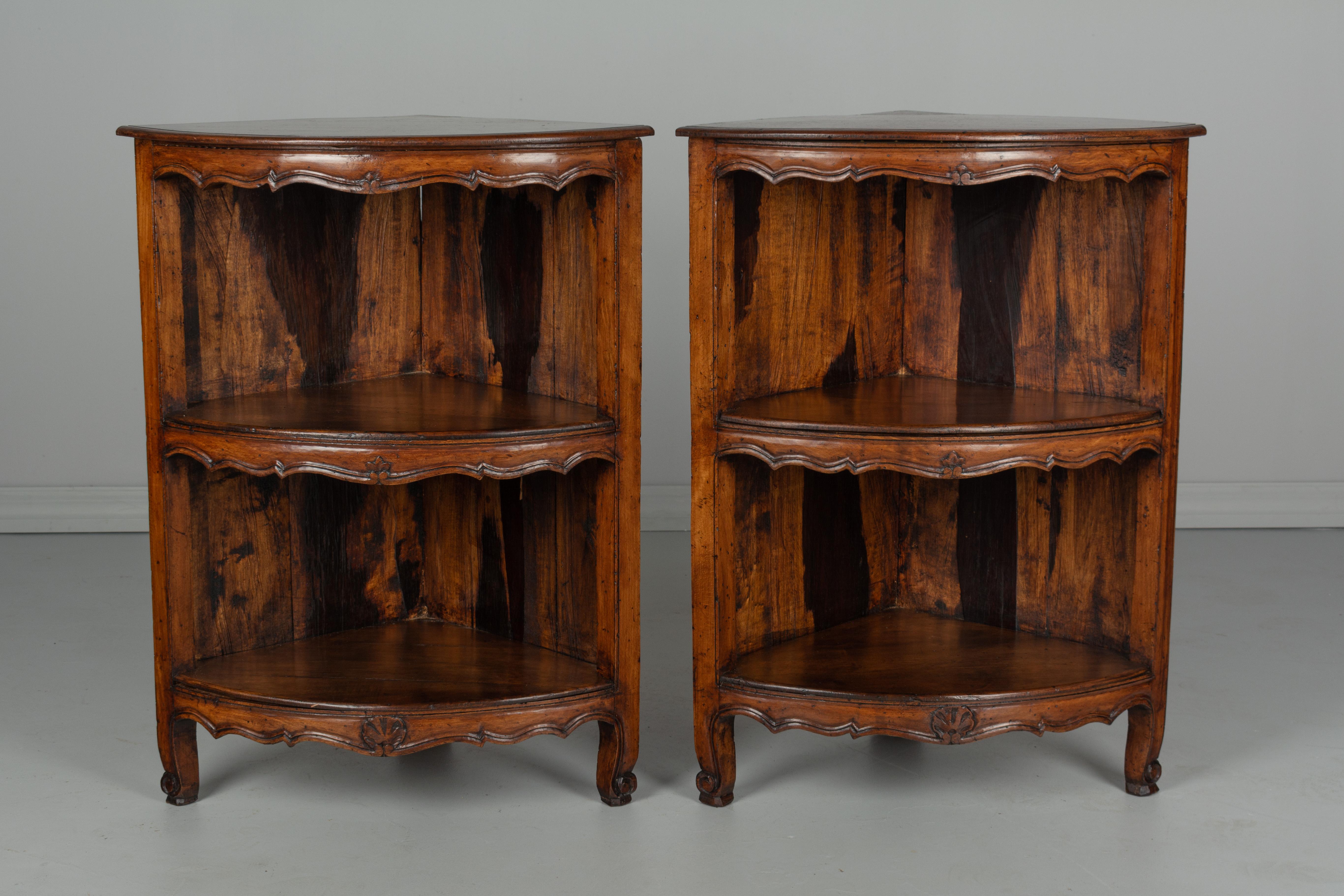 19th Century Pair of Louis XV Style Corner Cabinets